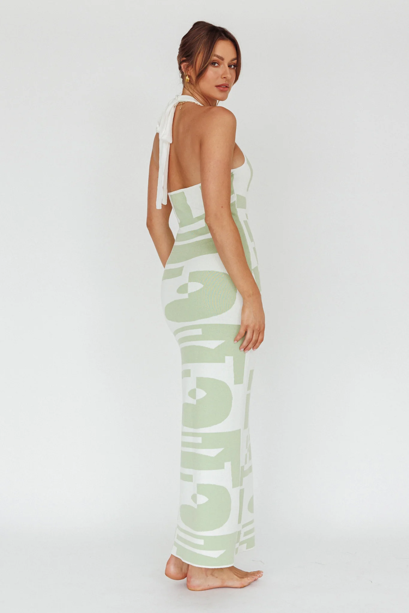 Desert Daze Halterneck Knit Dress Sage