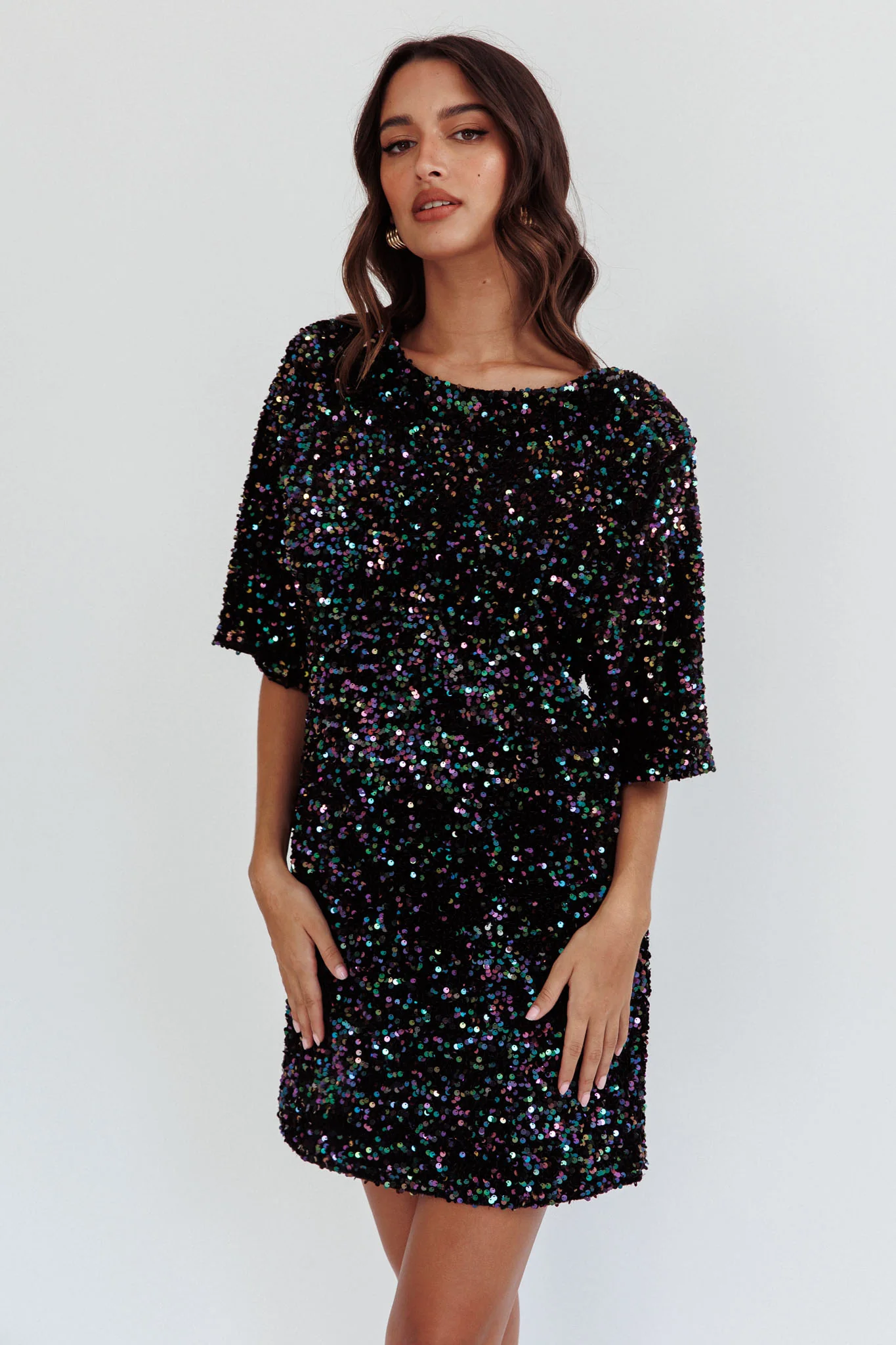 Miramar Backless Sequin Dress Black Multi - luluinthesky