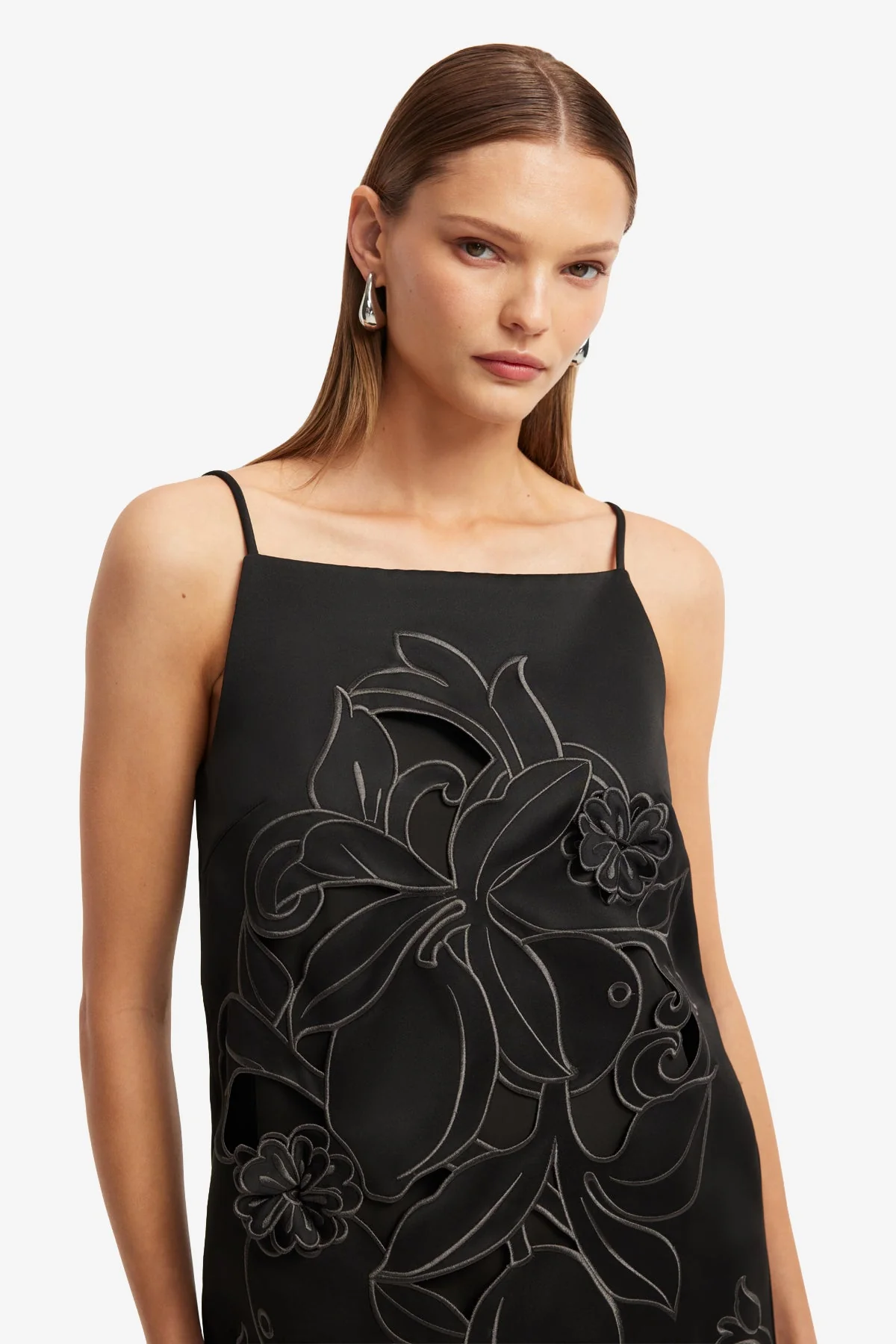 Leia Appliqué Mini Dress - Ebony