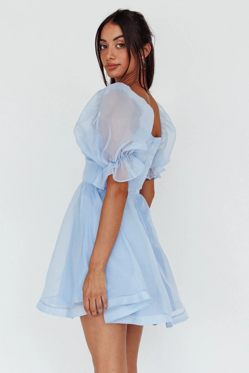 I've Got Sunshine Puff Sleeve Mini Dress Sky Blue