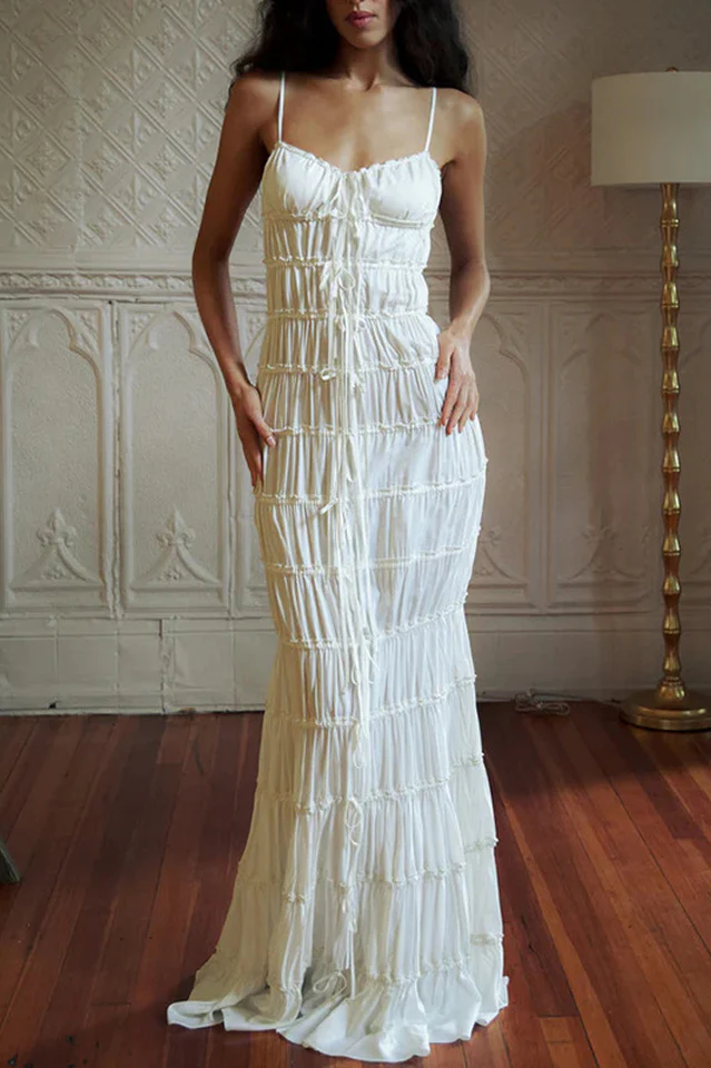 Ruffle Tunnel Gown in Cloud