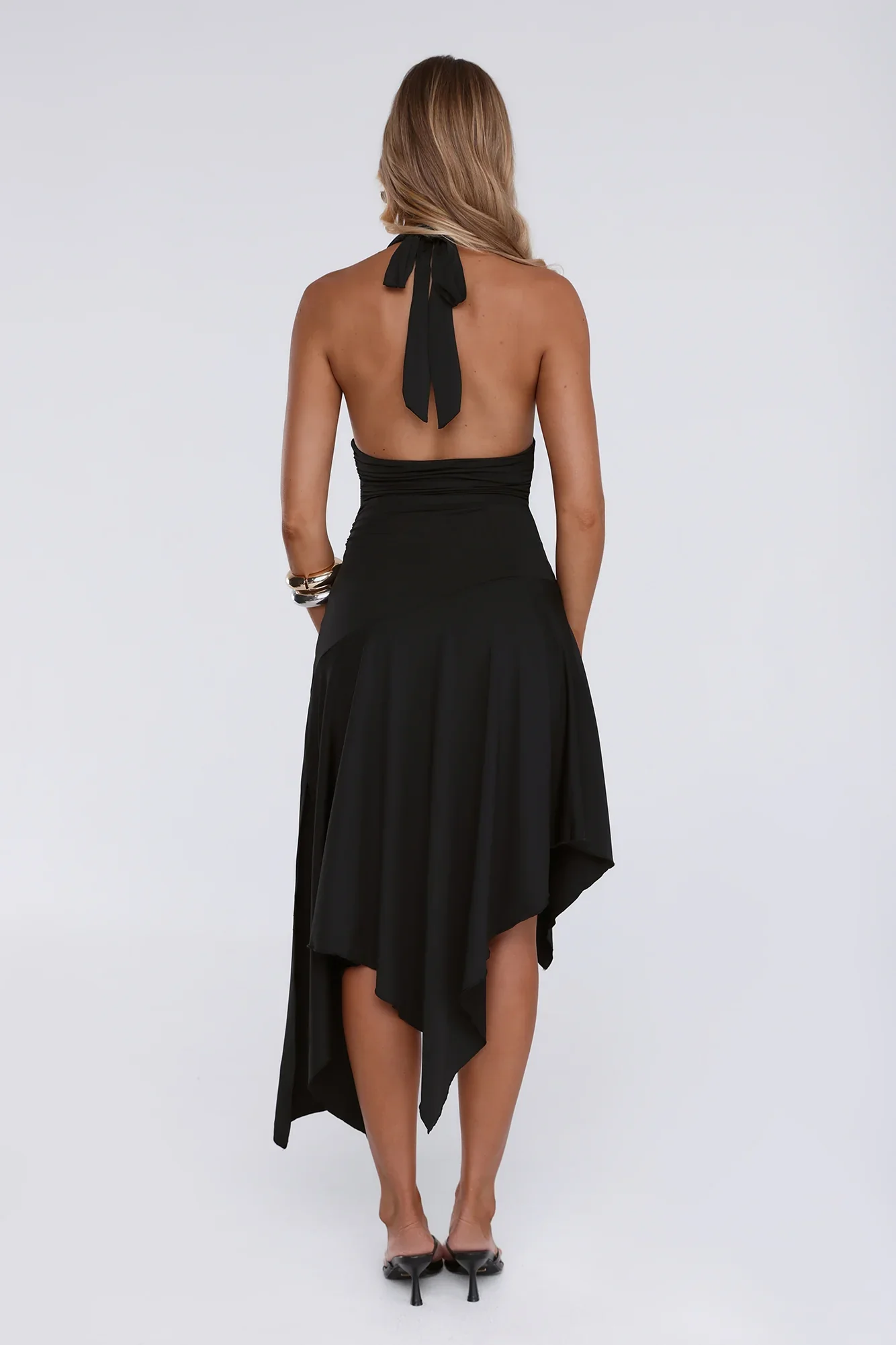 Glowberry Halter Midi Dress Black