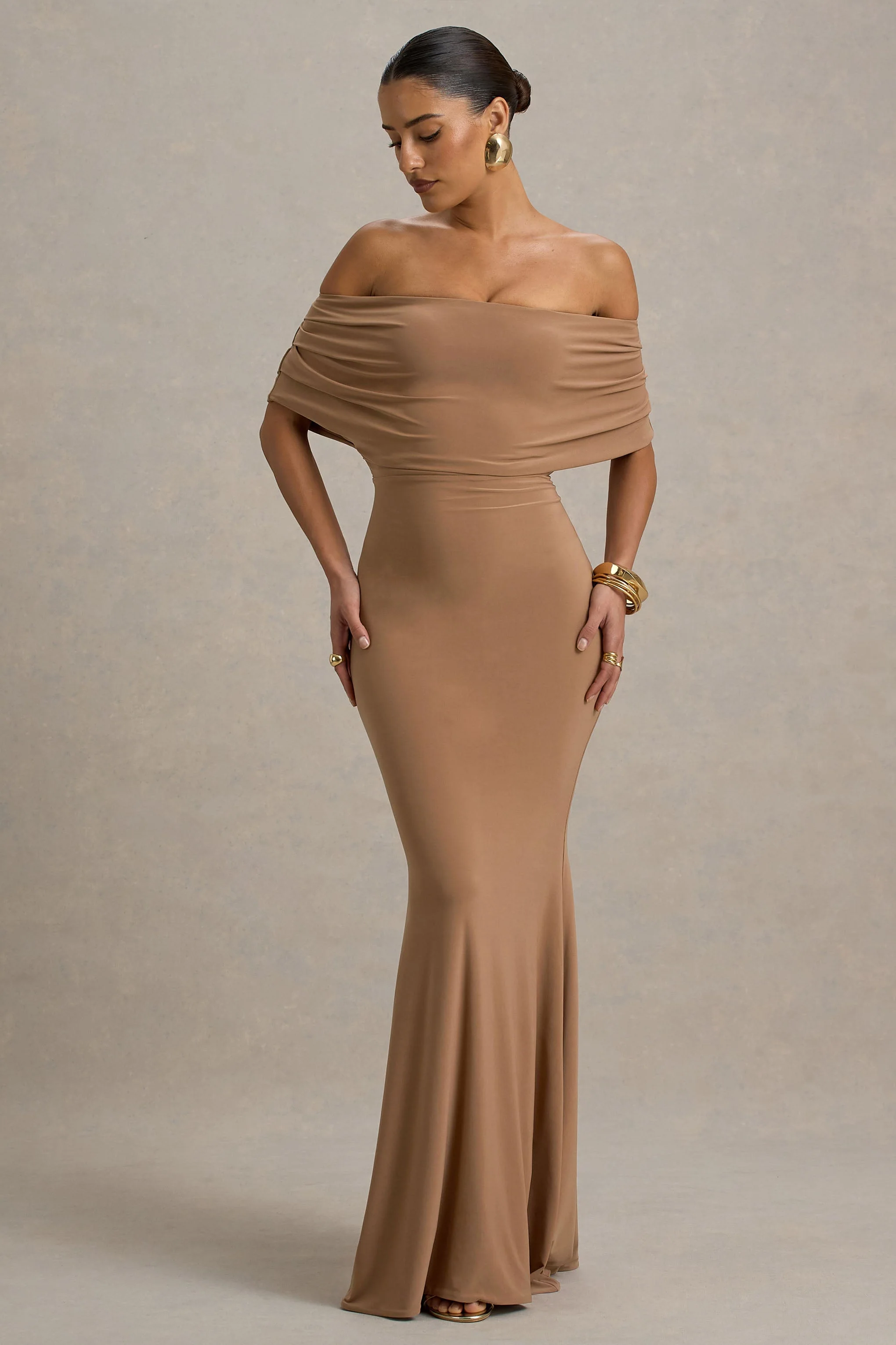 Bowden | Mocha Bardot Maxi Dress