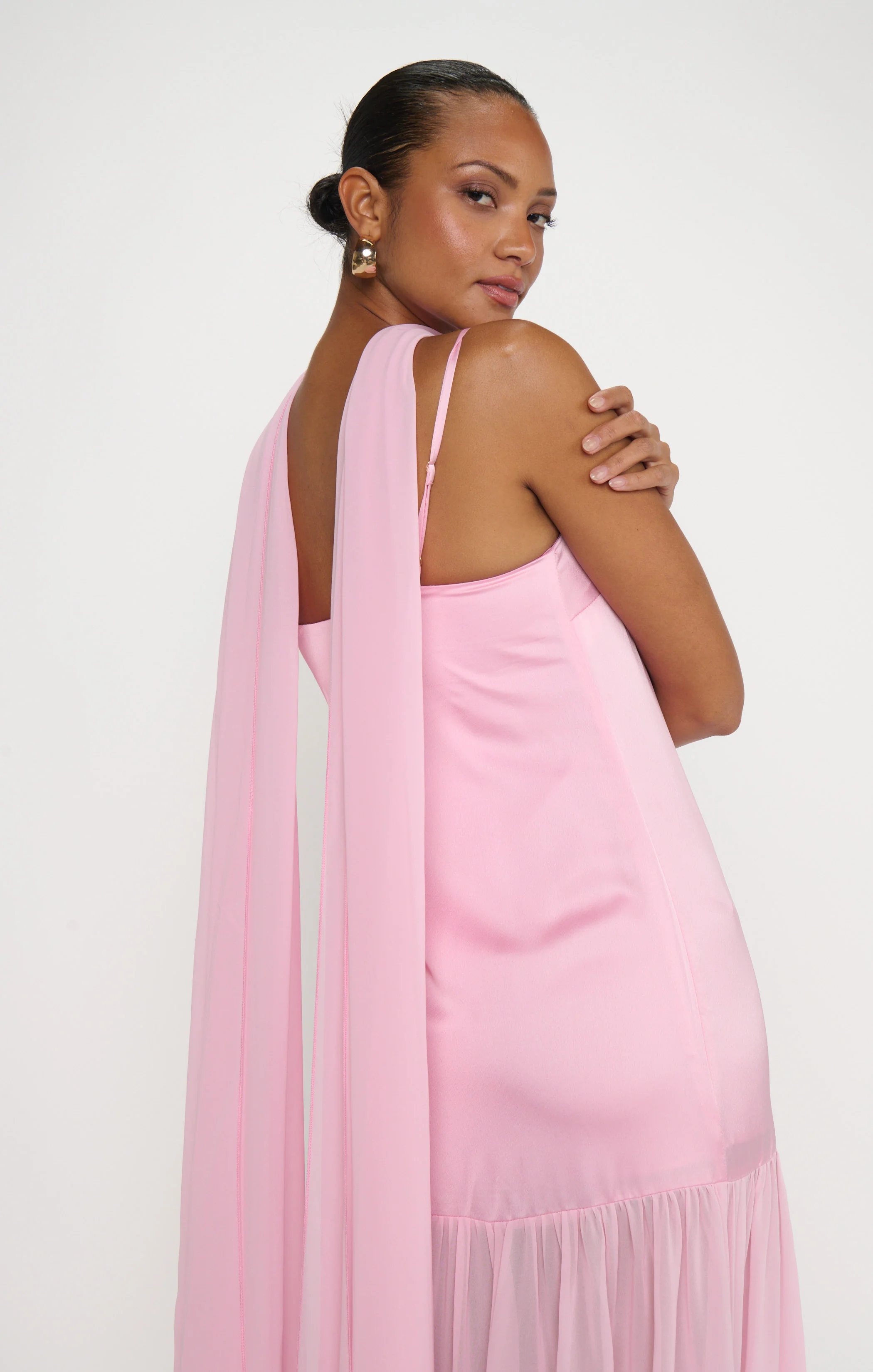 Dalia Maxi Dress ~ Light Pink Luxe Satin