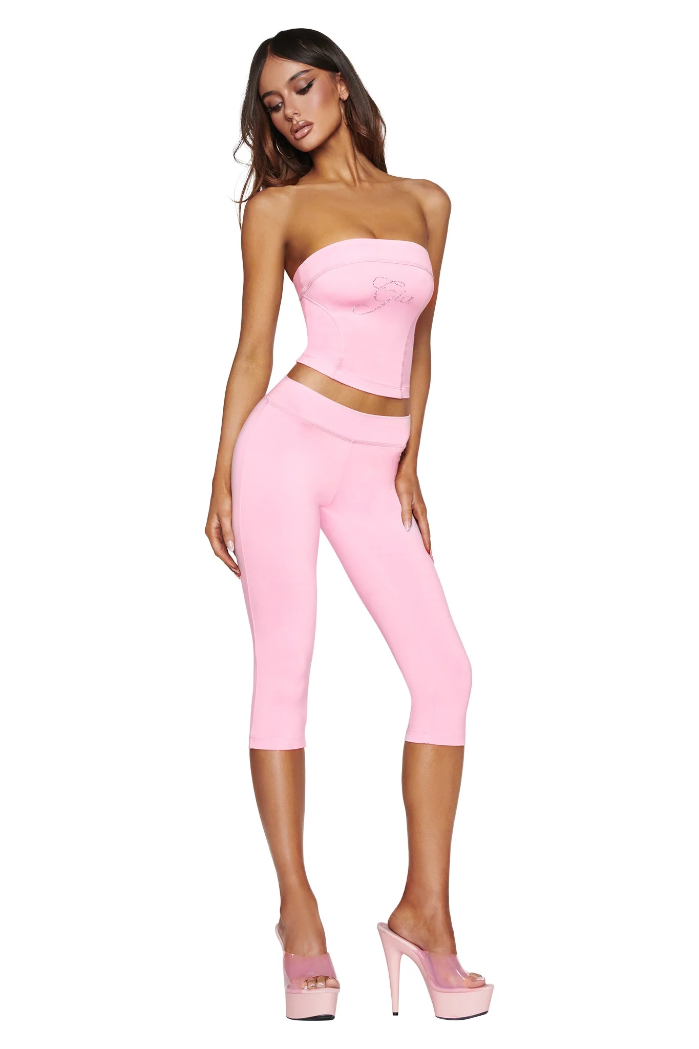 Blare Diamonte Boob Tube - Baby Pink