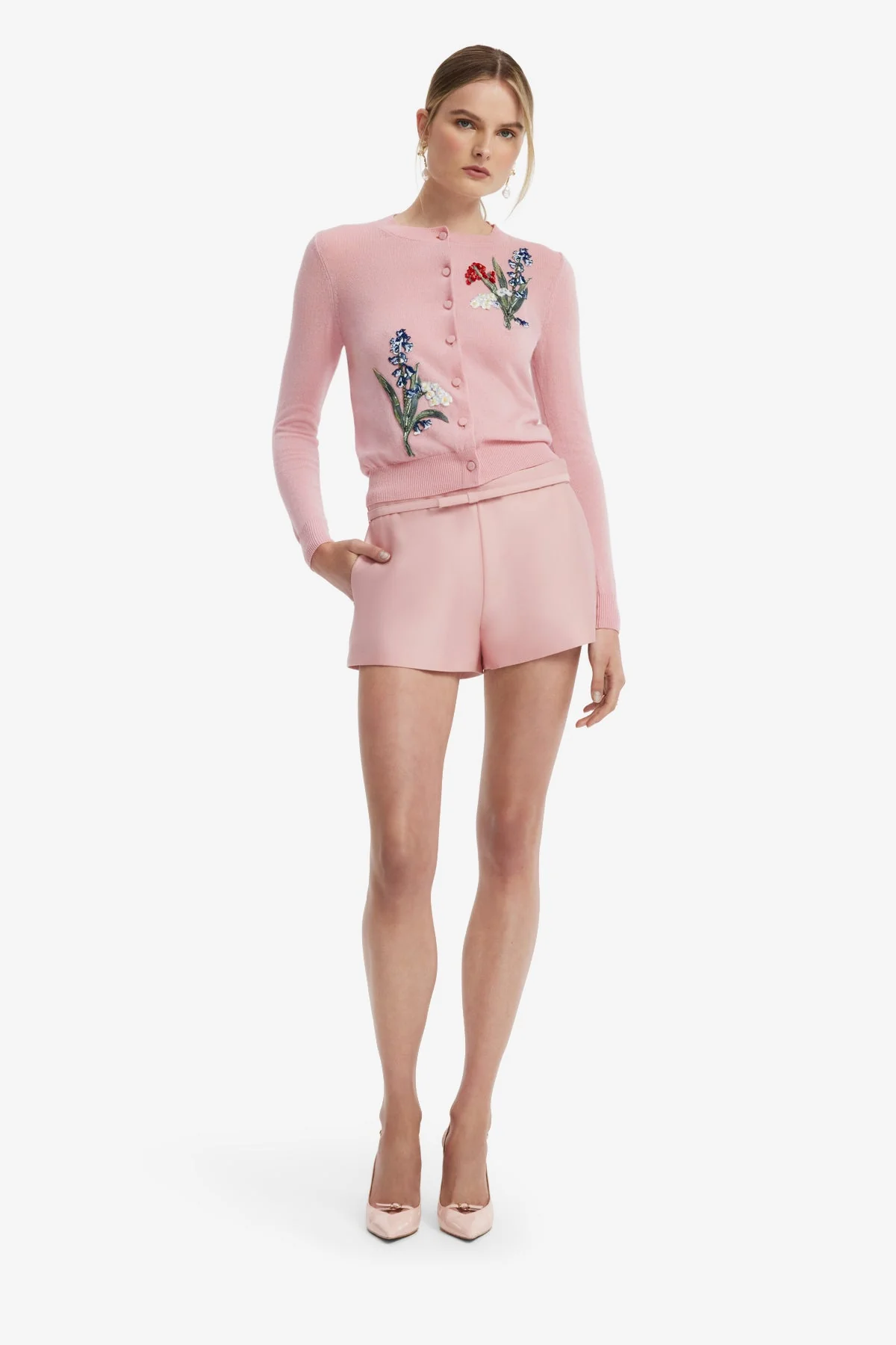 Claire Embellished Knit Cardigan - Rose