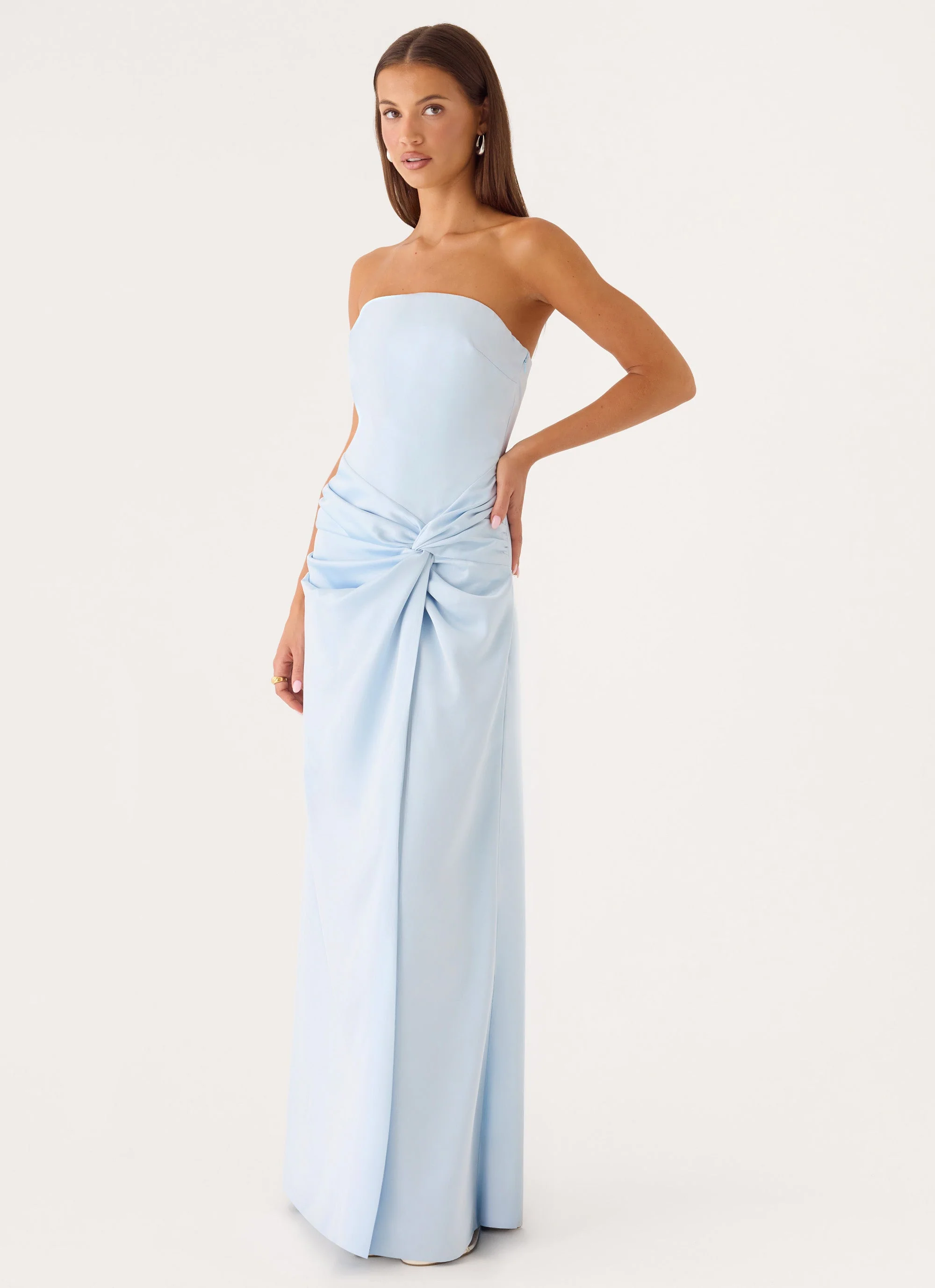 Conni Strapless Maxi Dress - Blue - luluinthesky