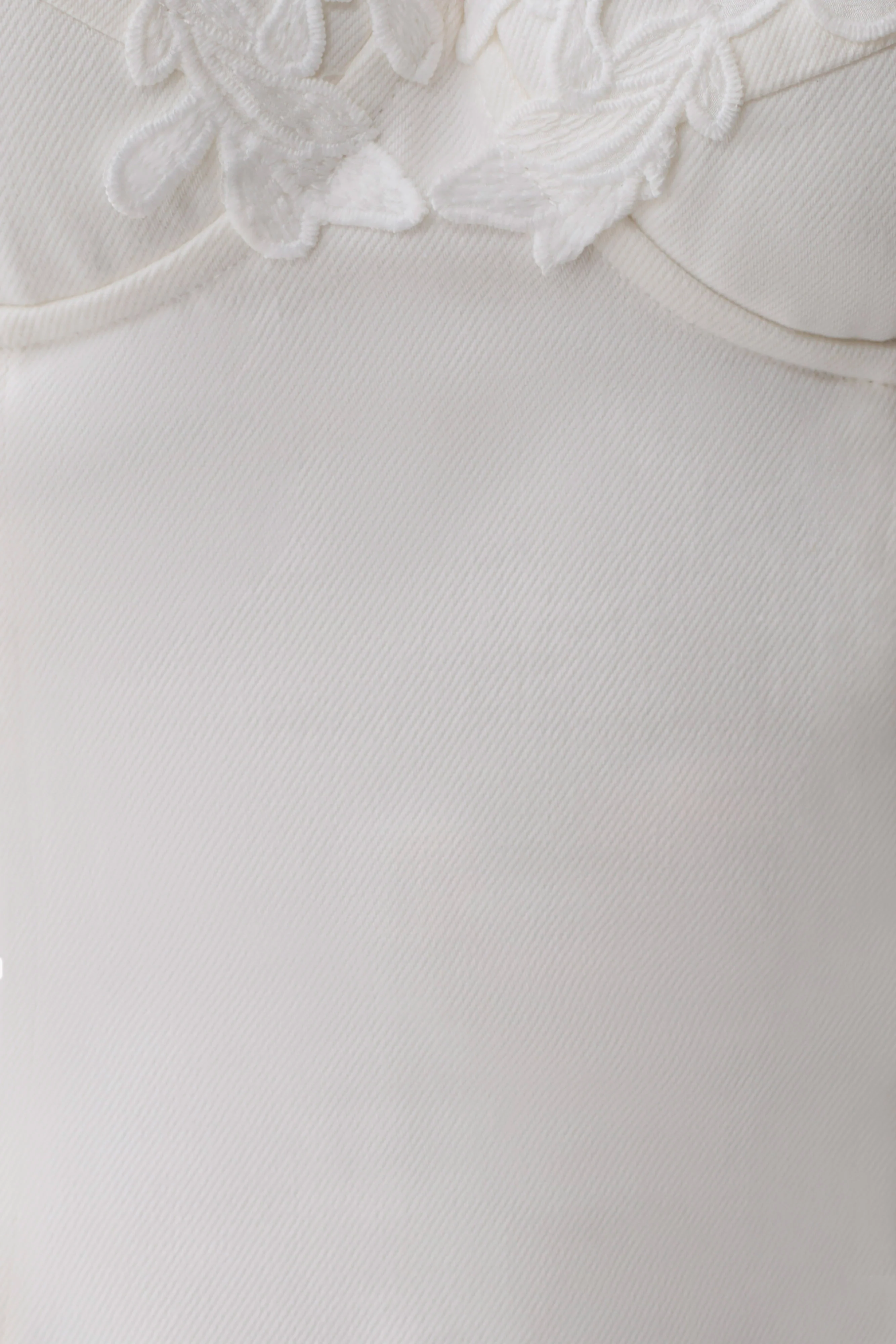 Emary Applique Denim Bustier Mini Dress - White