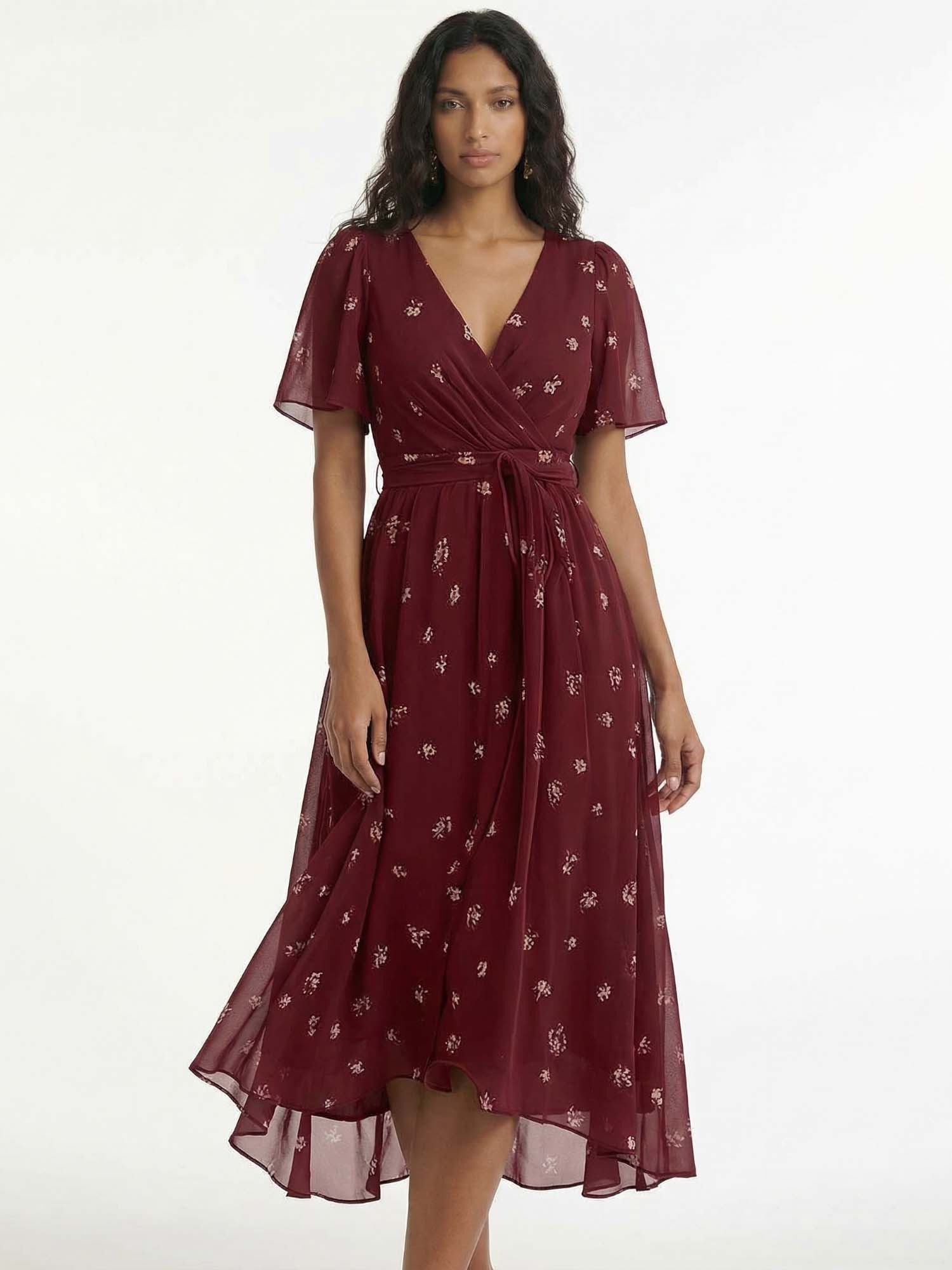 Floral V-Neck Midi Dress
