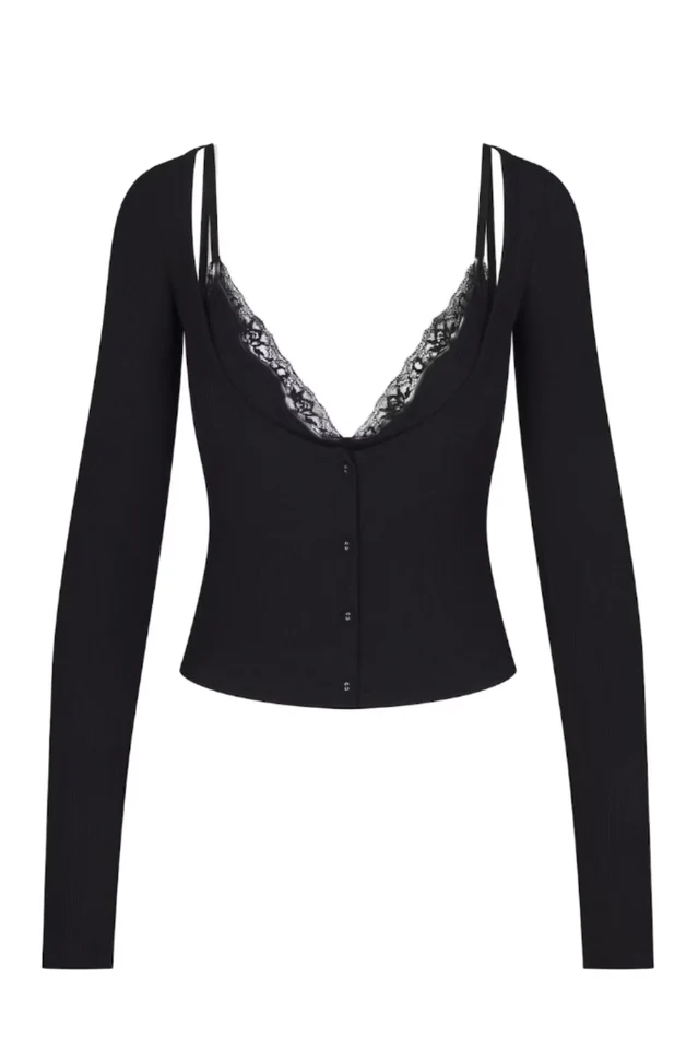 Long Sleeve Top With Bralette