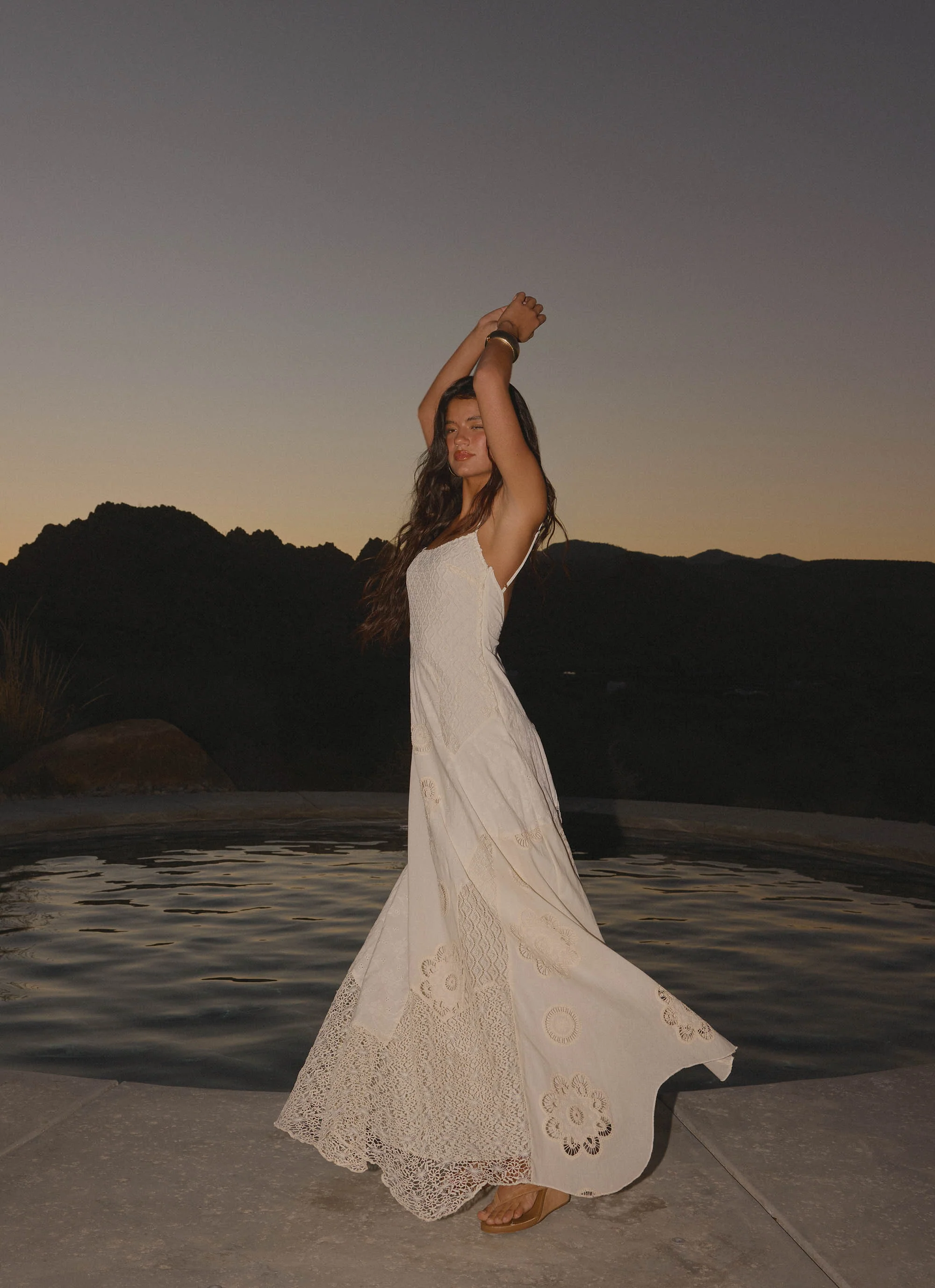 Fabienne Spliced Cotton Maxi Dress - Ivory - luluinthesky