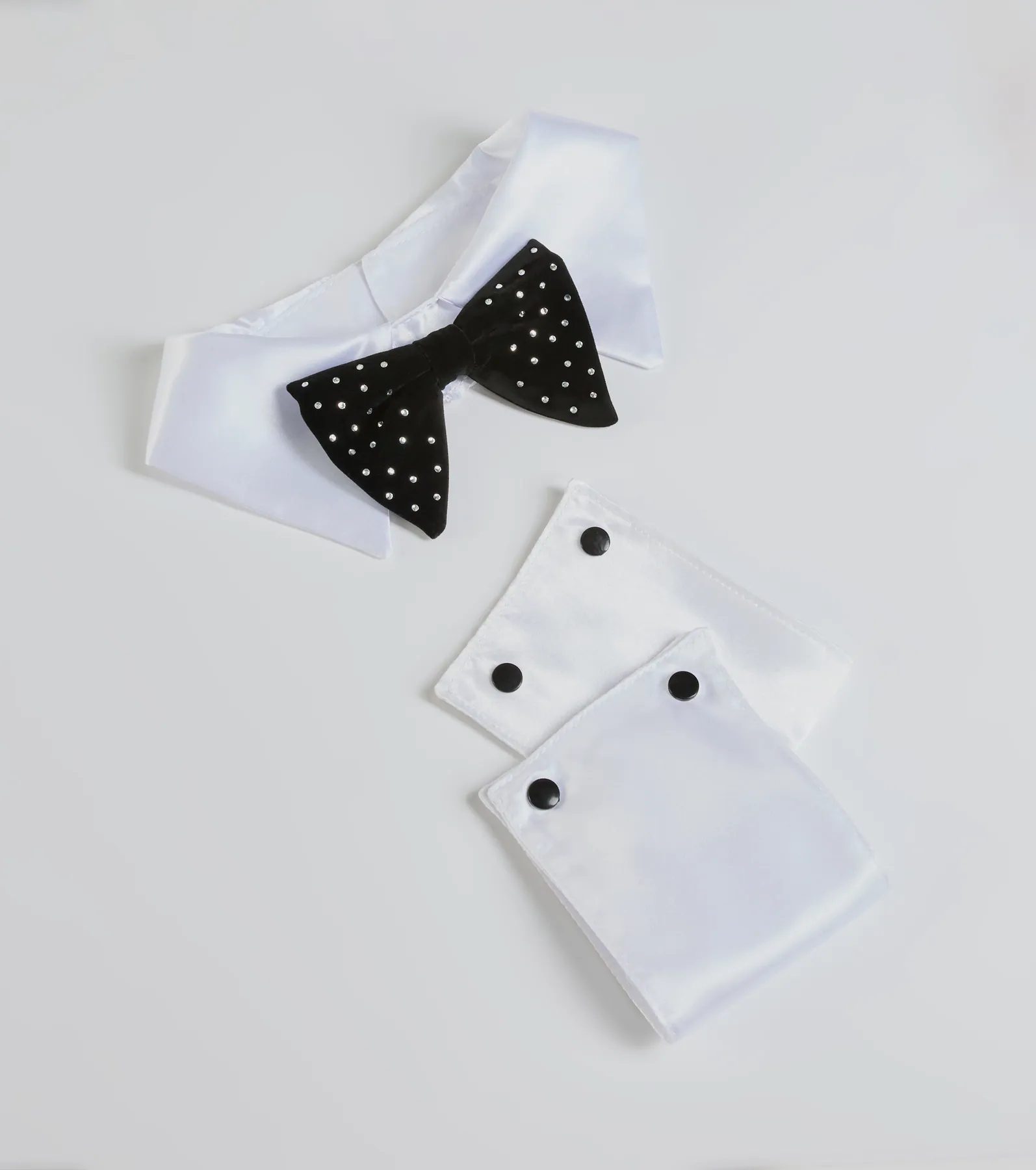 Bunny Babe Rhinestone Bowtie And Cuff Set