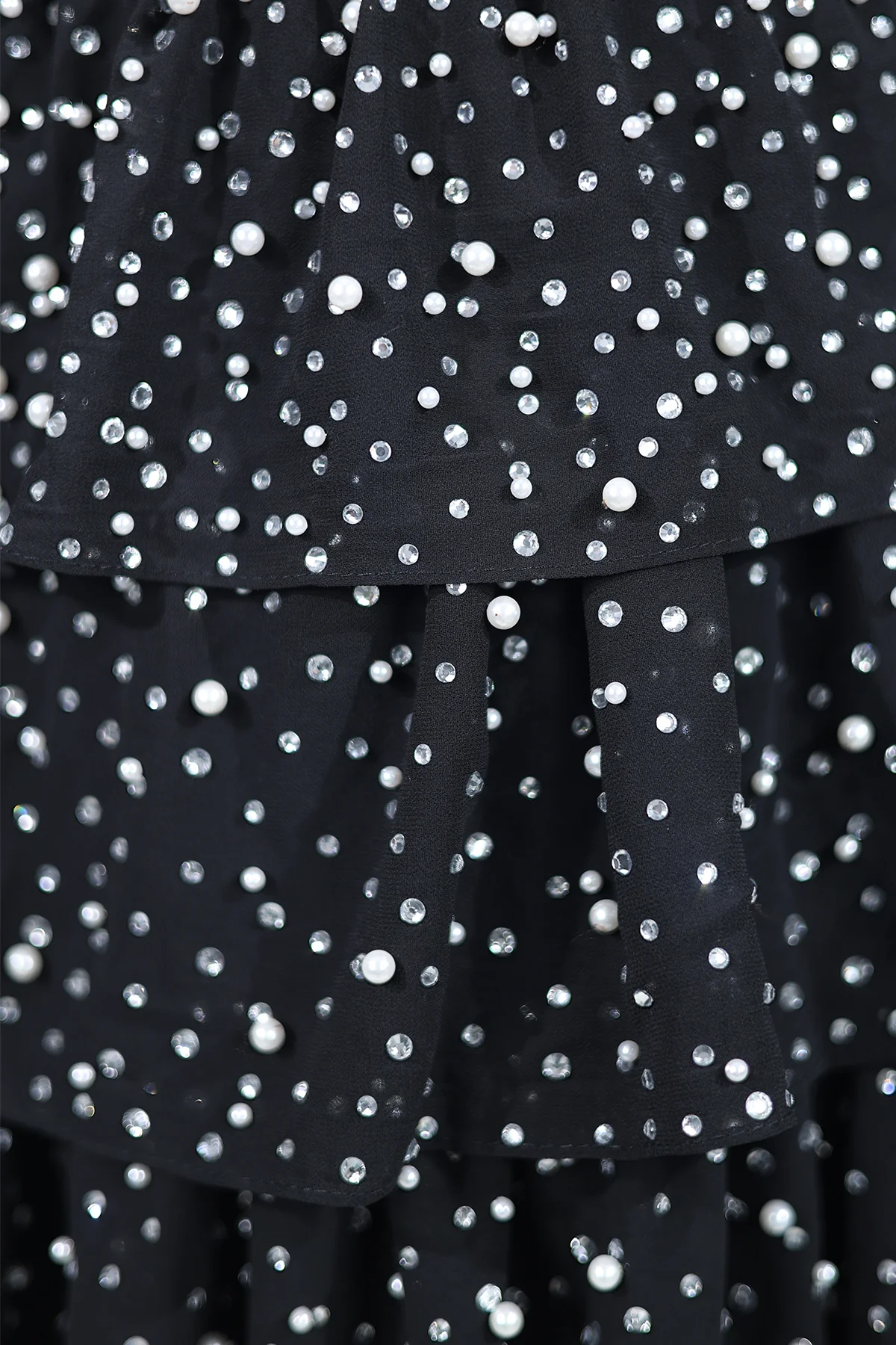 Black Sparkly Cut-Out Halter A-Line Chiffon Bow Homecoming Dress With Pearl