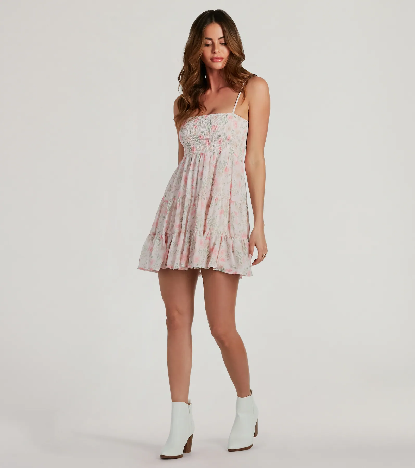 Lively Elegance Smocked Floral Babydoll Dress