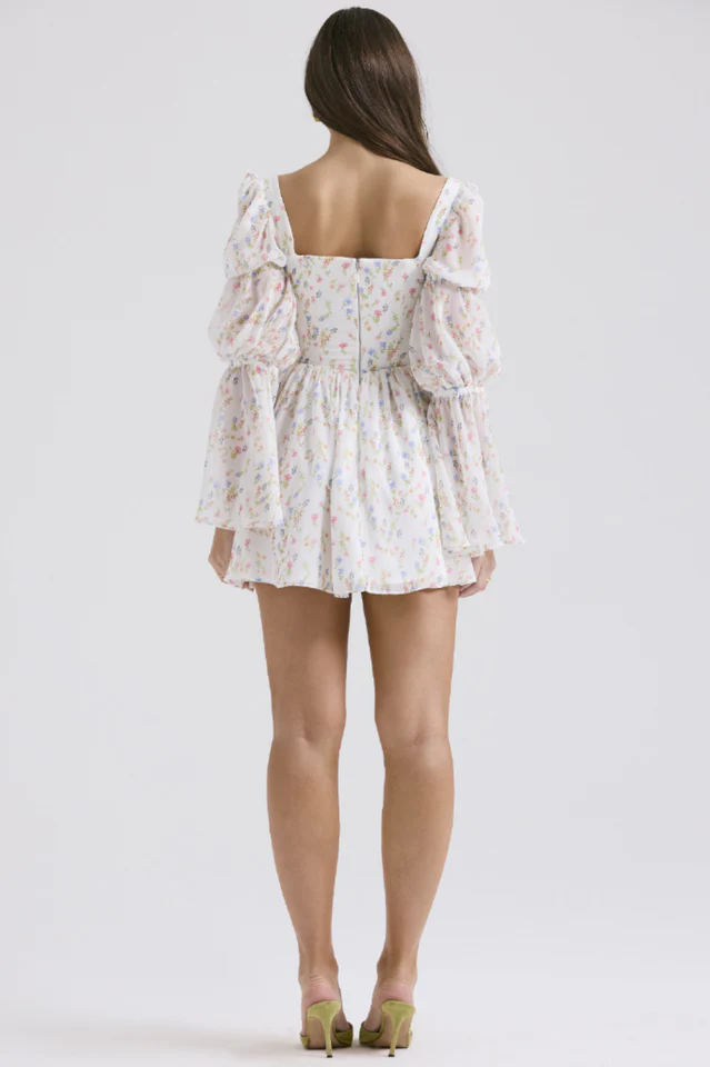 Sancia Printed Puff Sleeve Mini Dress