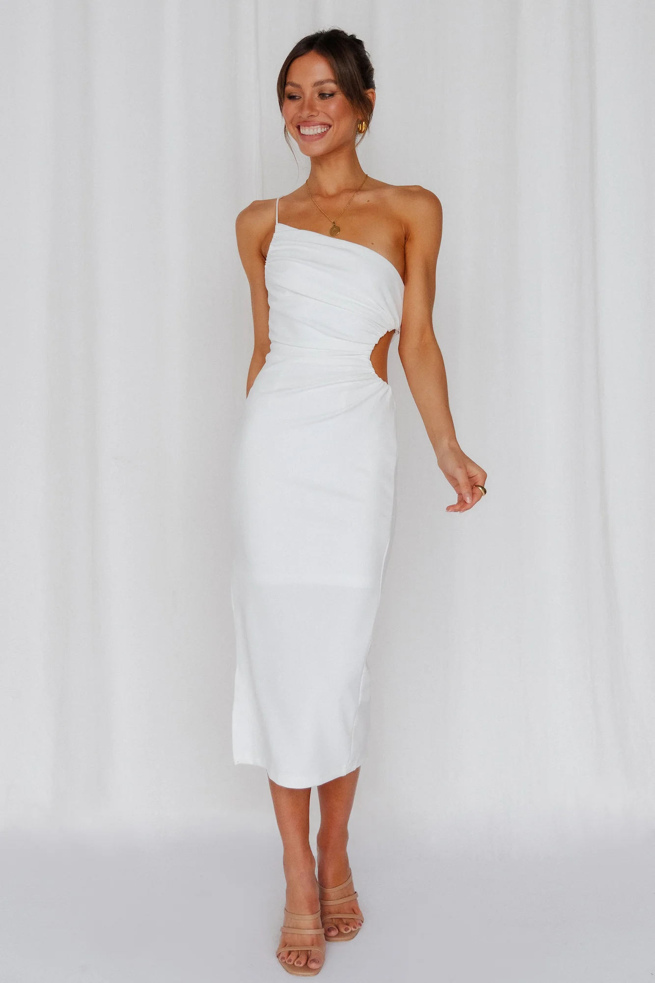 Smooth Lines Midi Dress White - luluinthesky