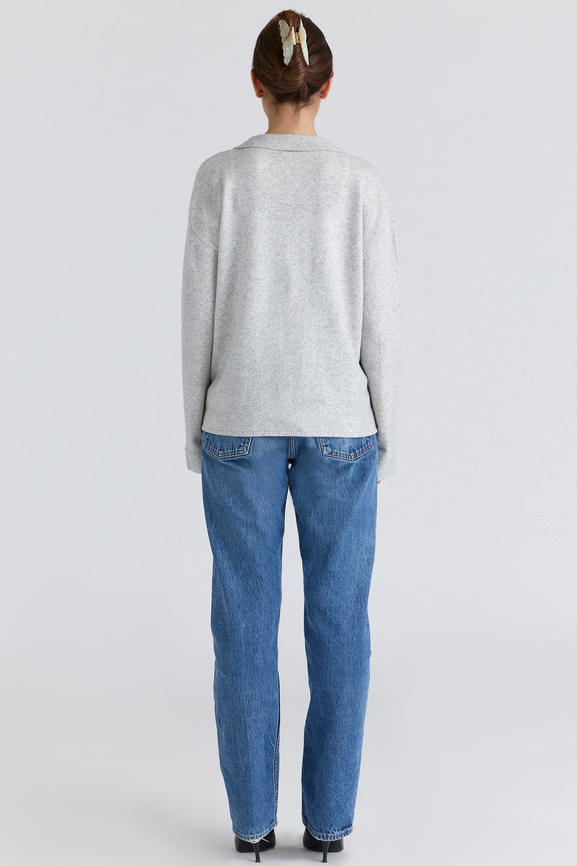 Grey Cashmere + Merino Wool Knit Shirt