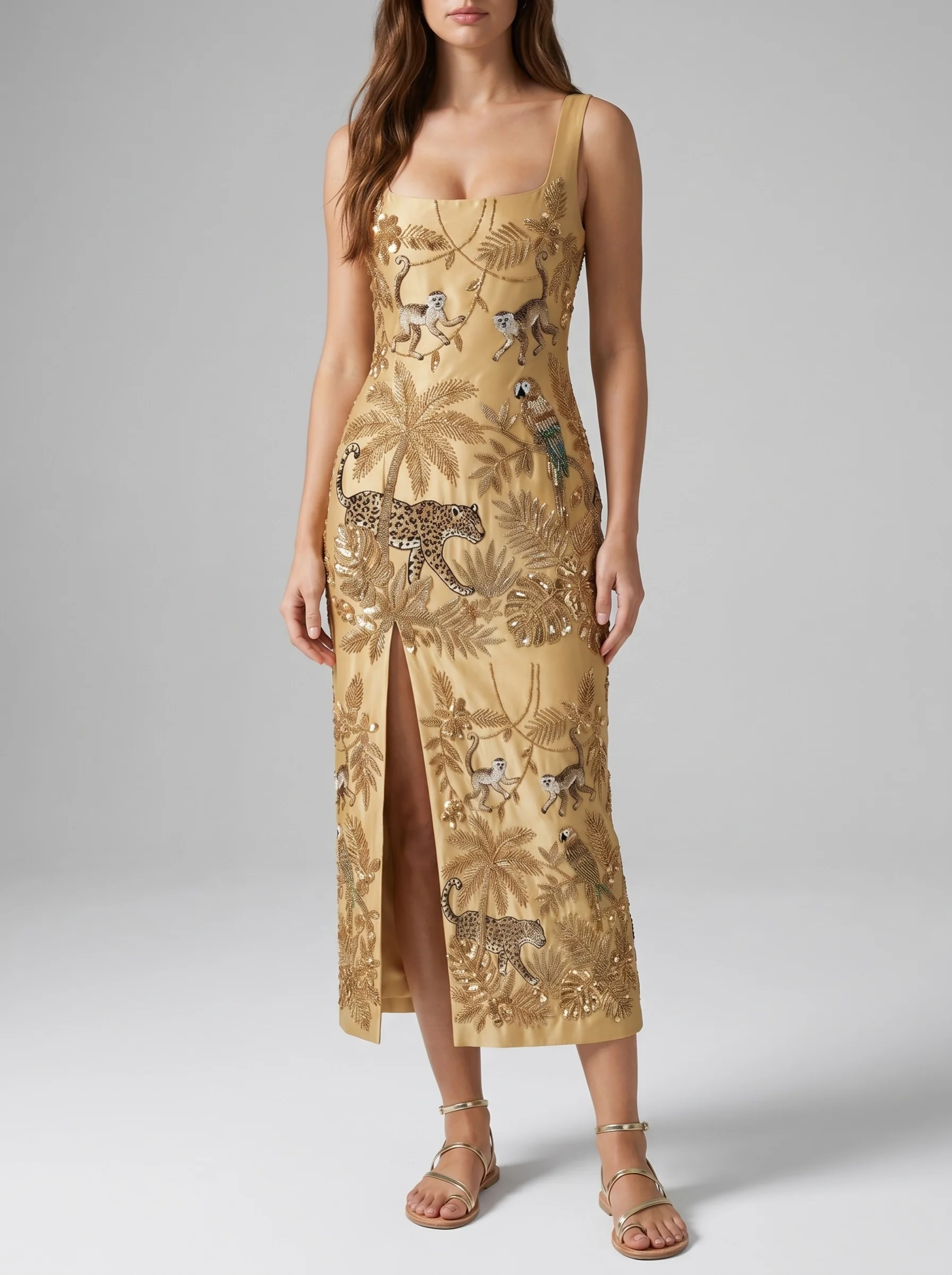 Zola Gold Midi Slip Dress