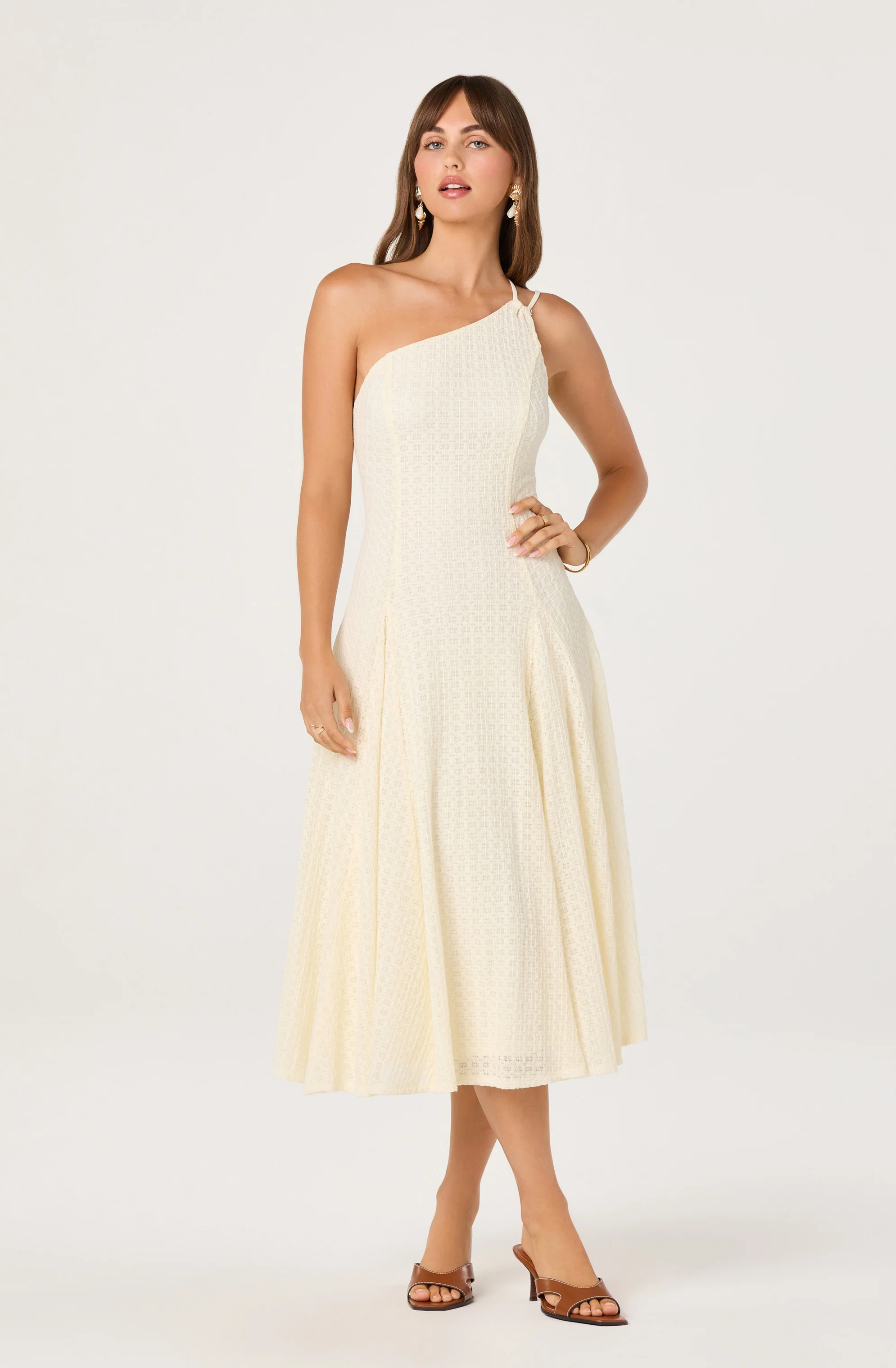 Nola One-Shoulder Knit Midi Dress