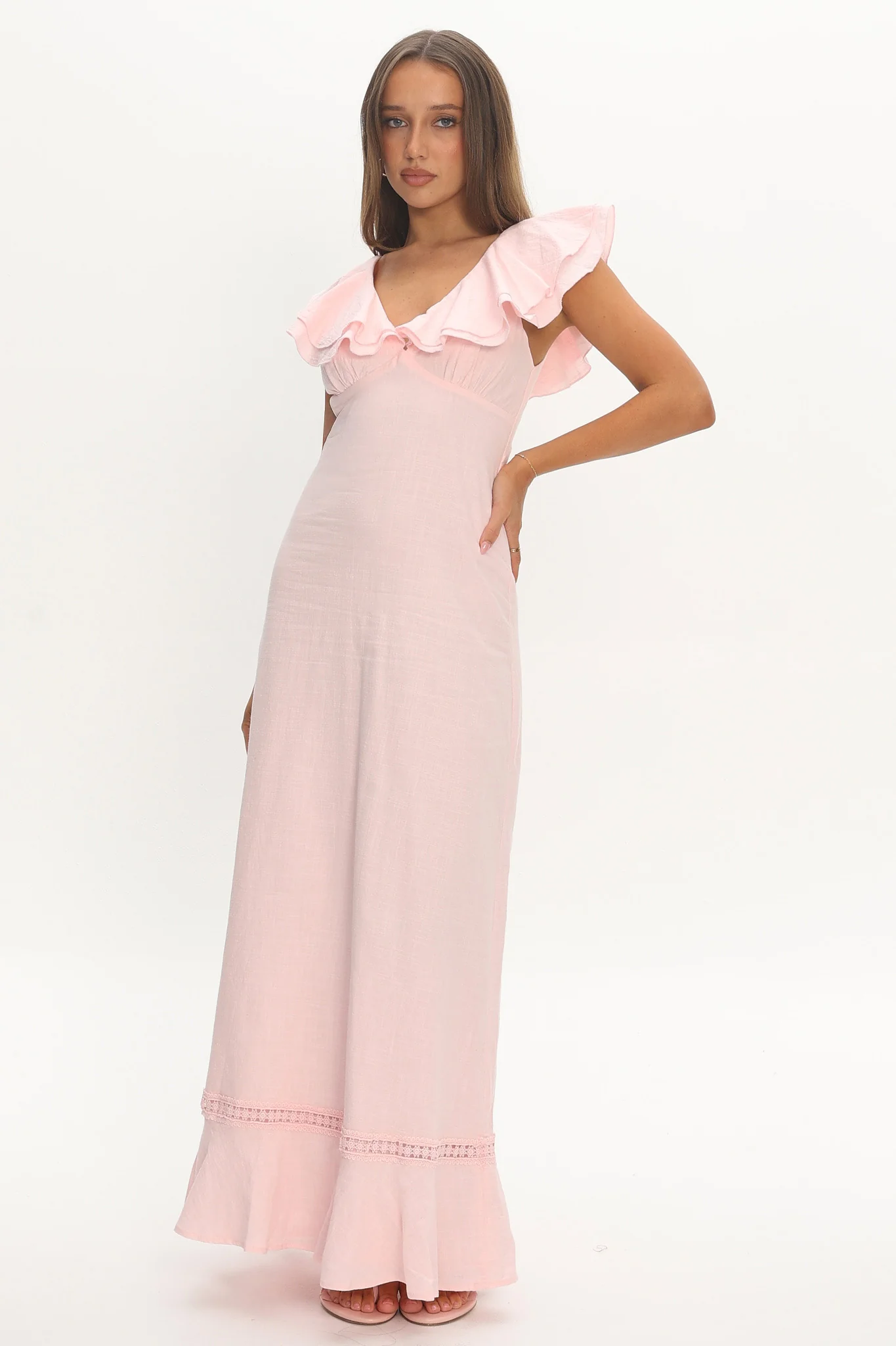 Posie Ruffle Tiered Maxi Dress Pink