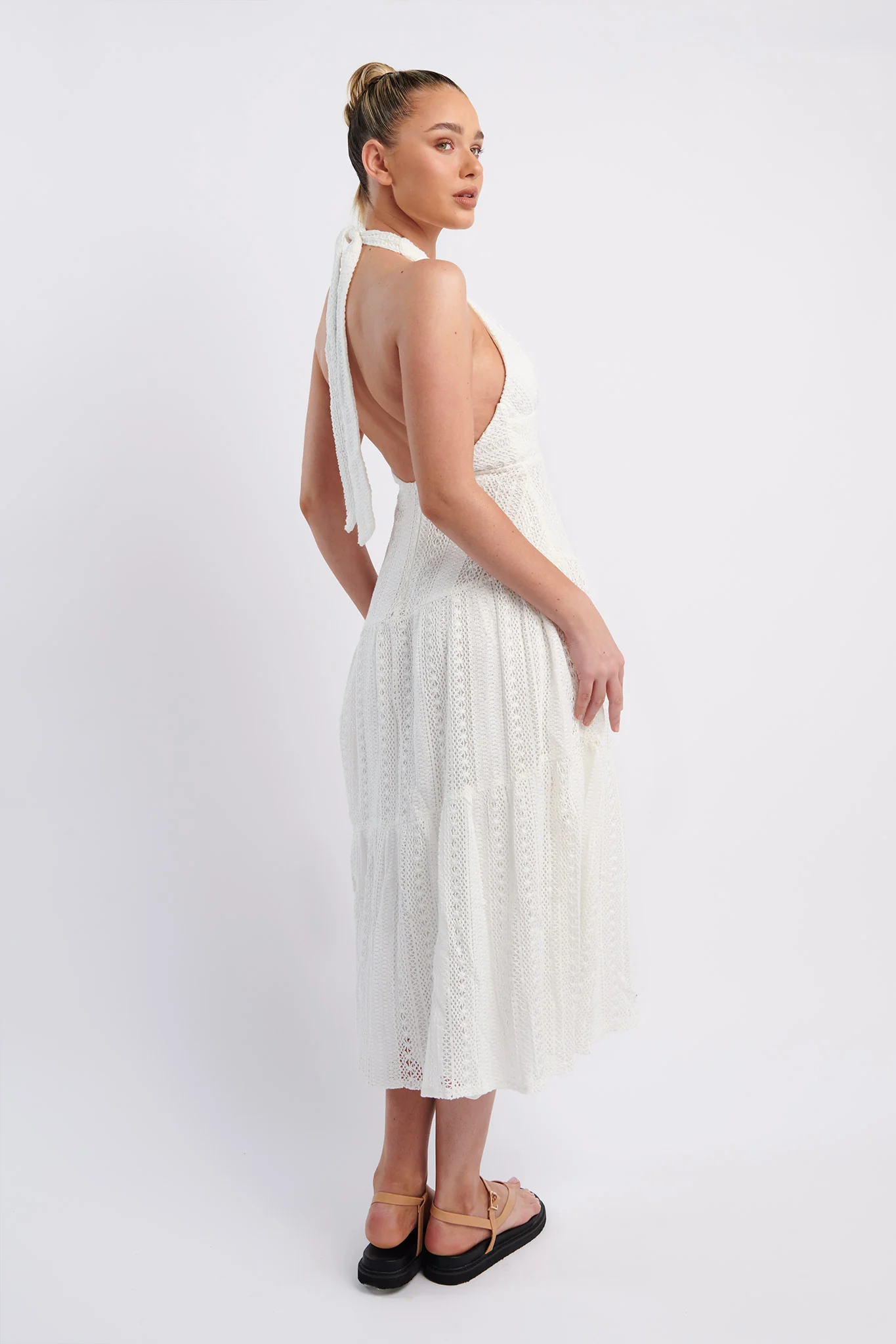Nolita Halterneck Lace Overlay Maxi Dress White