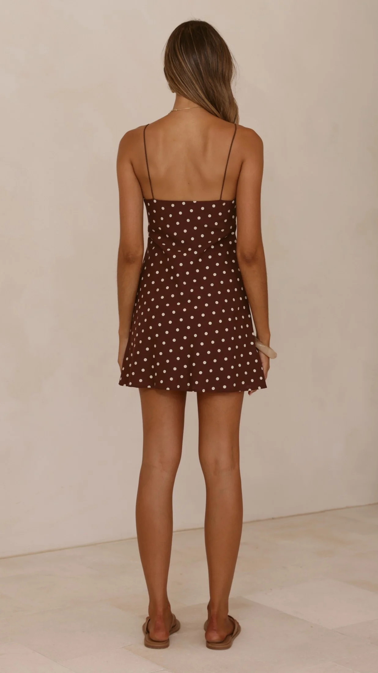 Halina Mini Dress - Chocolate/Nude Spot