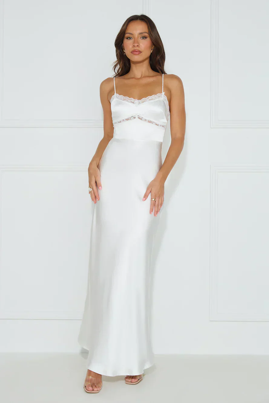 Nobody But You Satin Maxi Dress White - luluinthesky