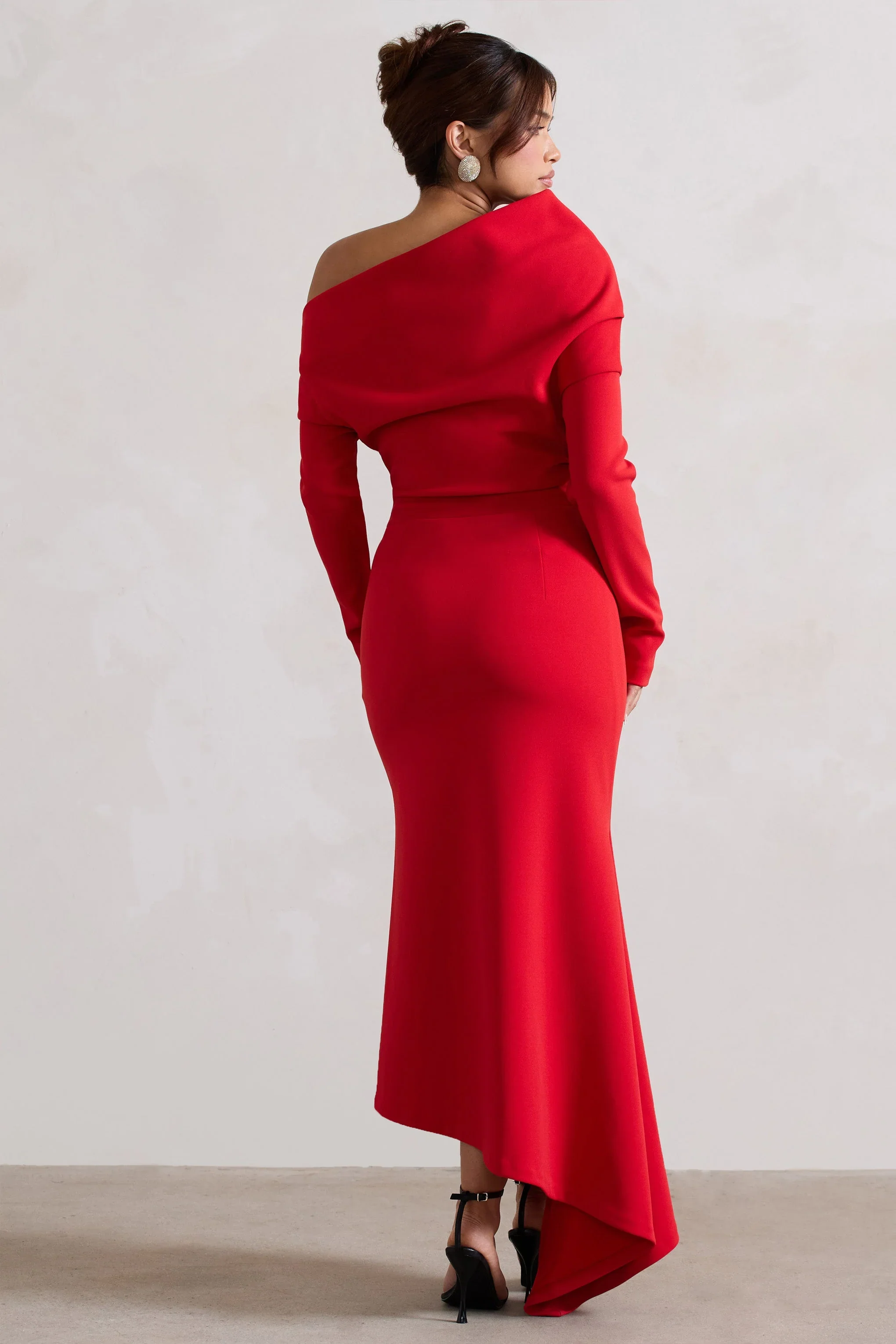 Lou | Red One-Shoulder Asymmetric Maxi Dress