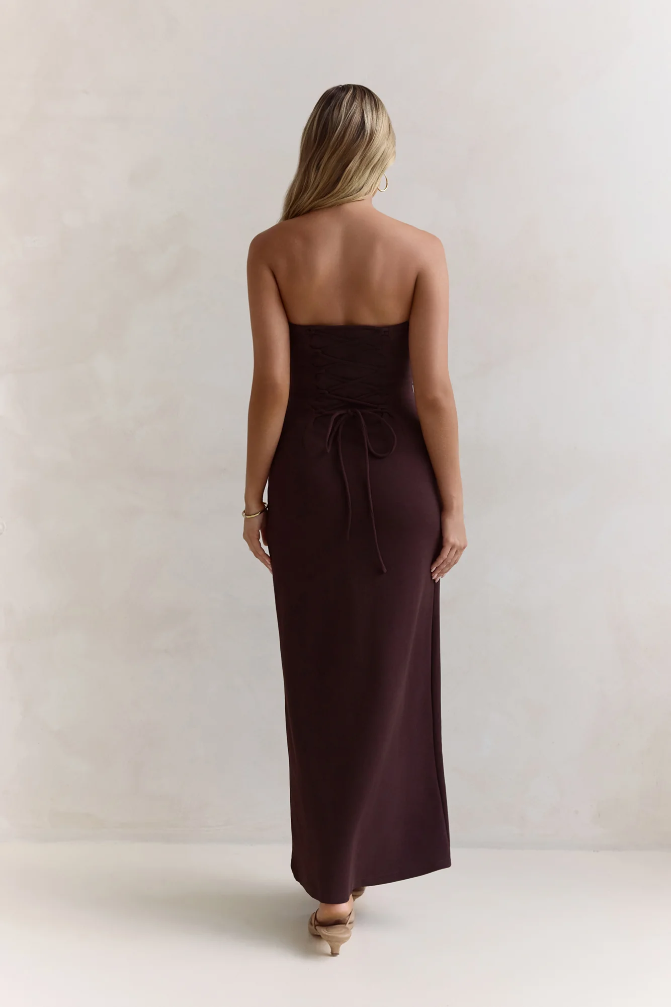 Love Me A Little Strapless Maxi Dress Brown