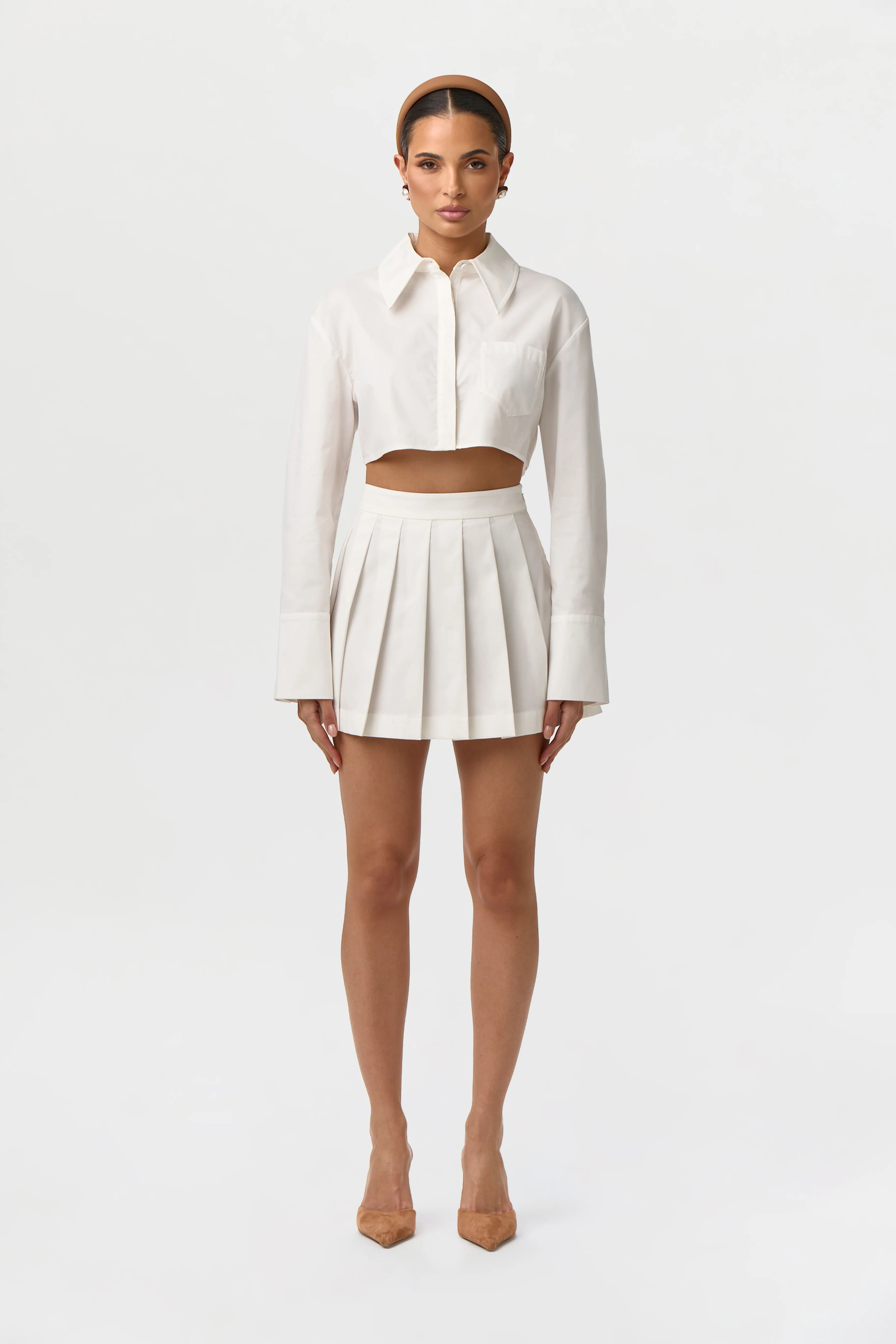 Shirting Button Up Crop Top