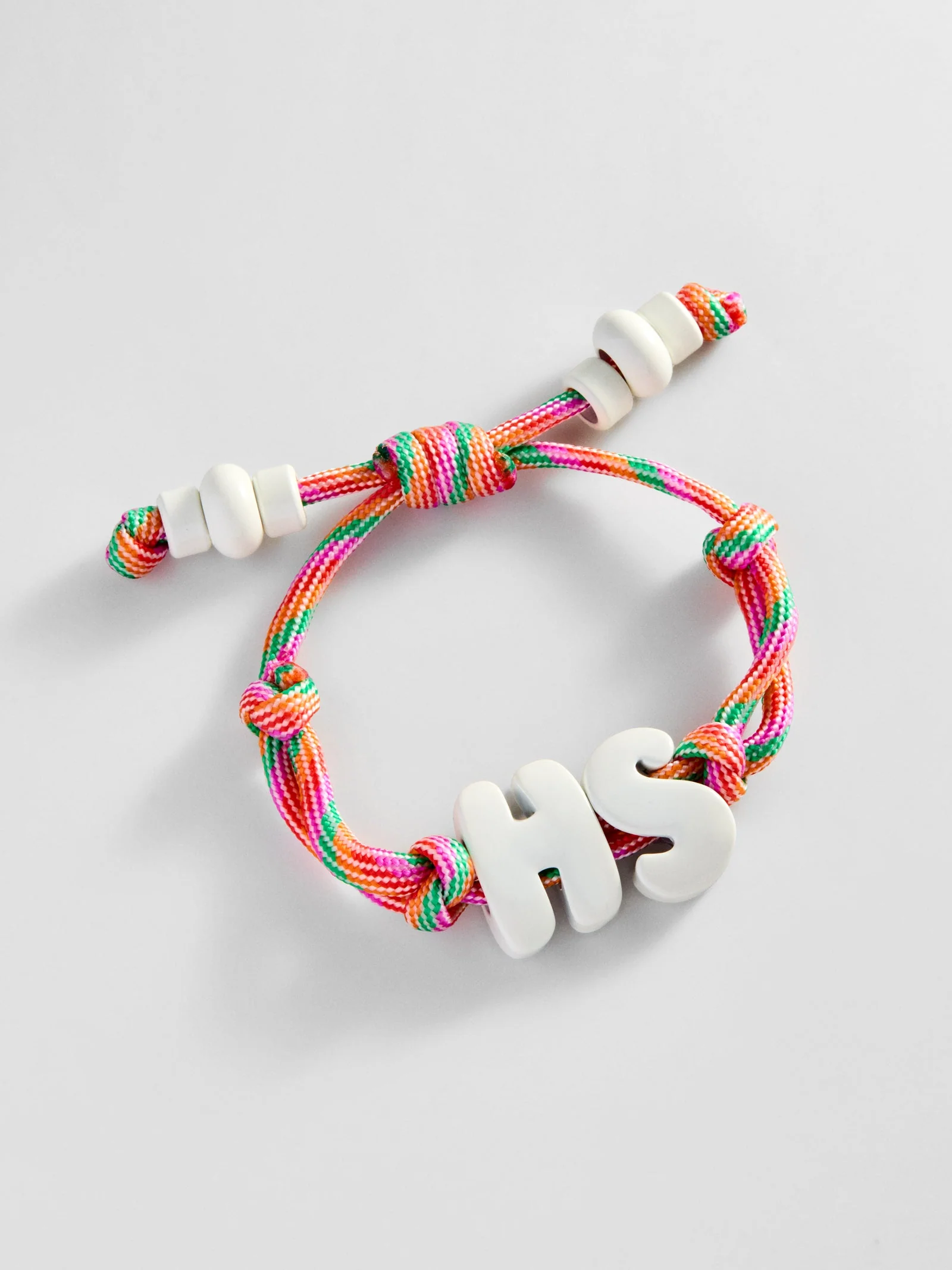 Knotty Enamel Initial Custom Bracelet - Multi/White Double Letter