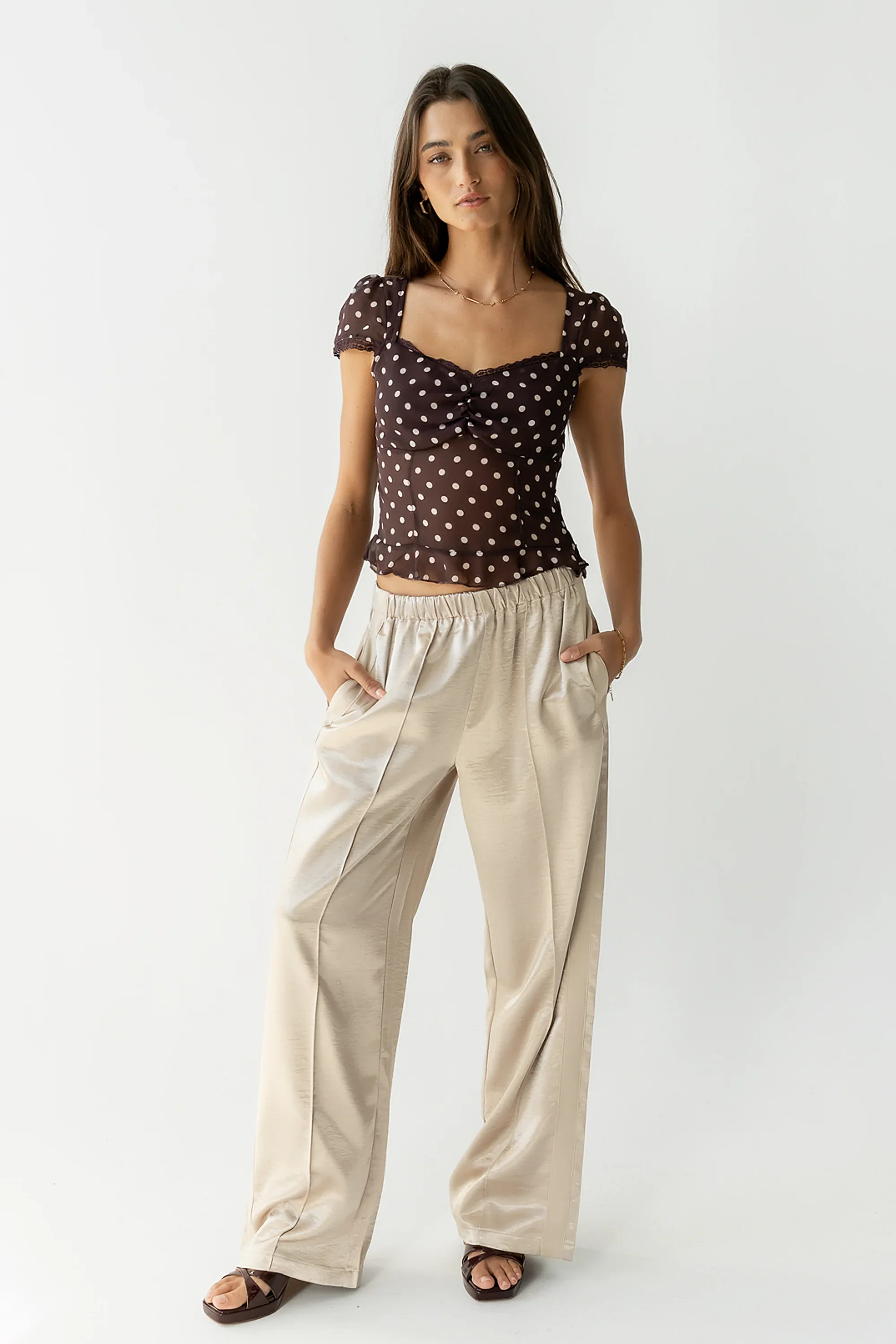 Liam Sheer Polka Dot Top