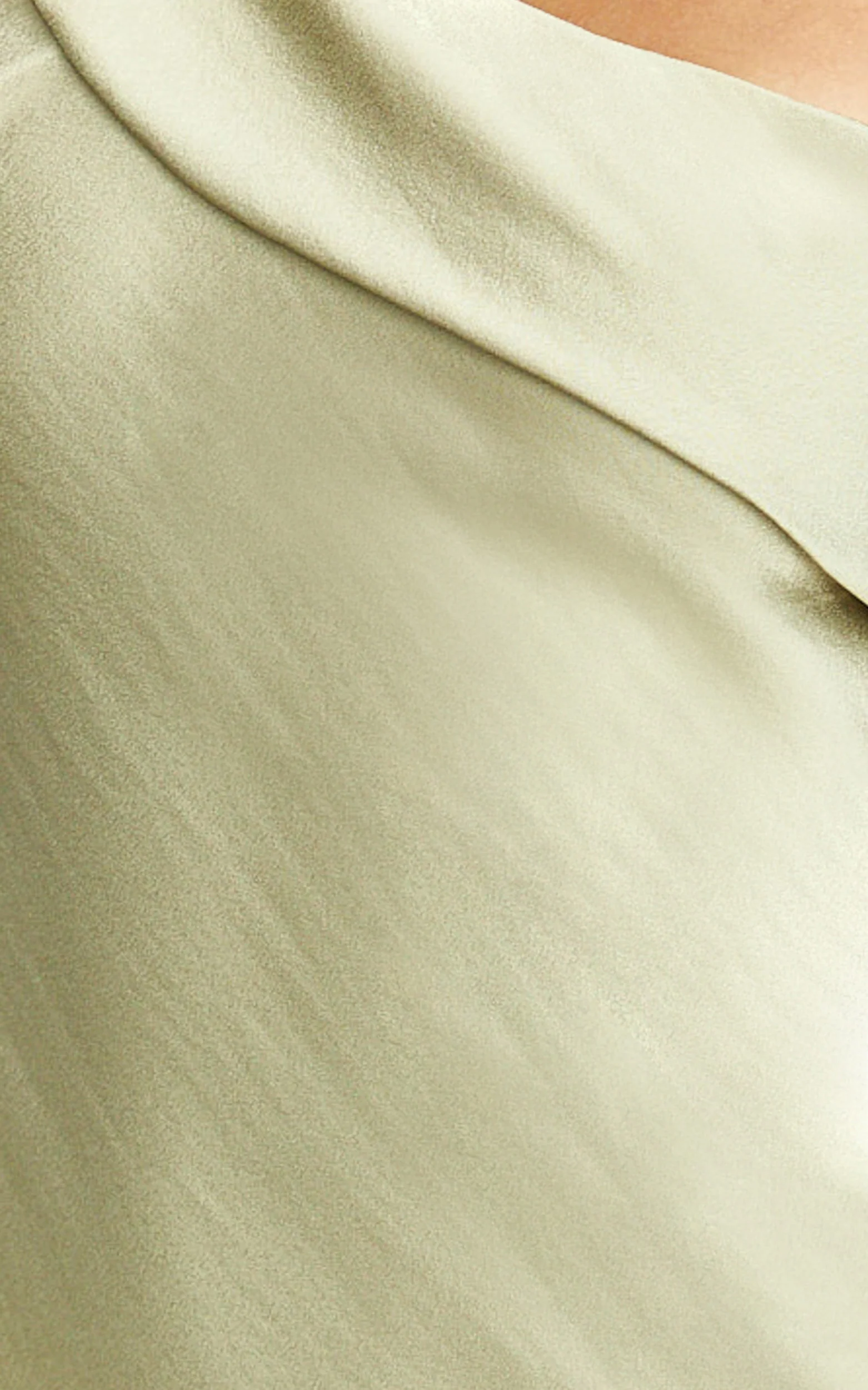 Calix Midi Dress - One Shoulder Slip Dress in Light Olive