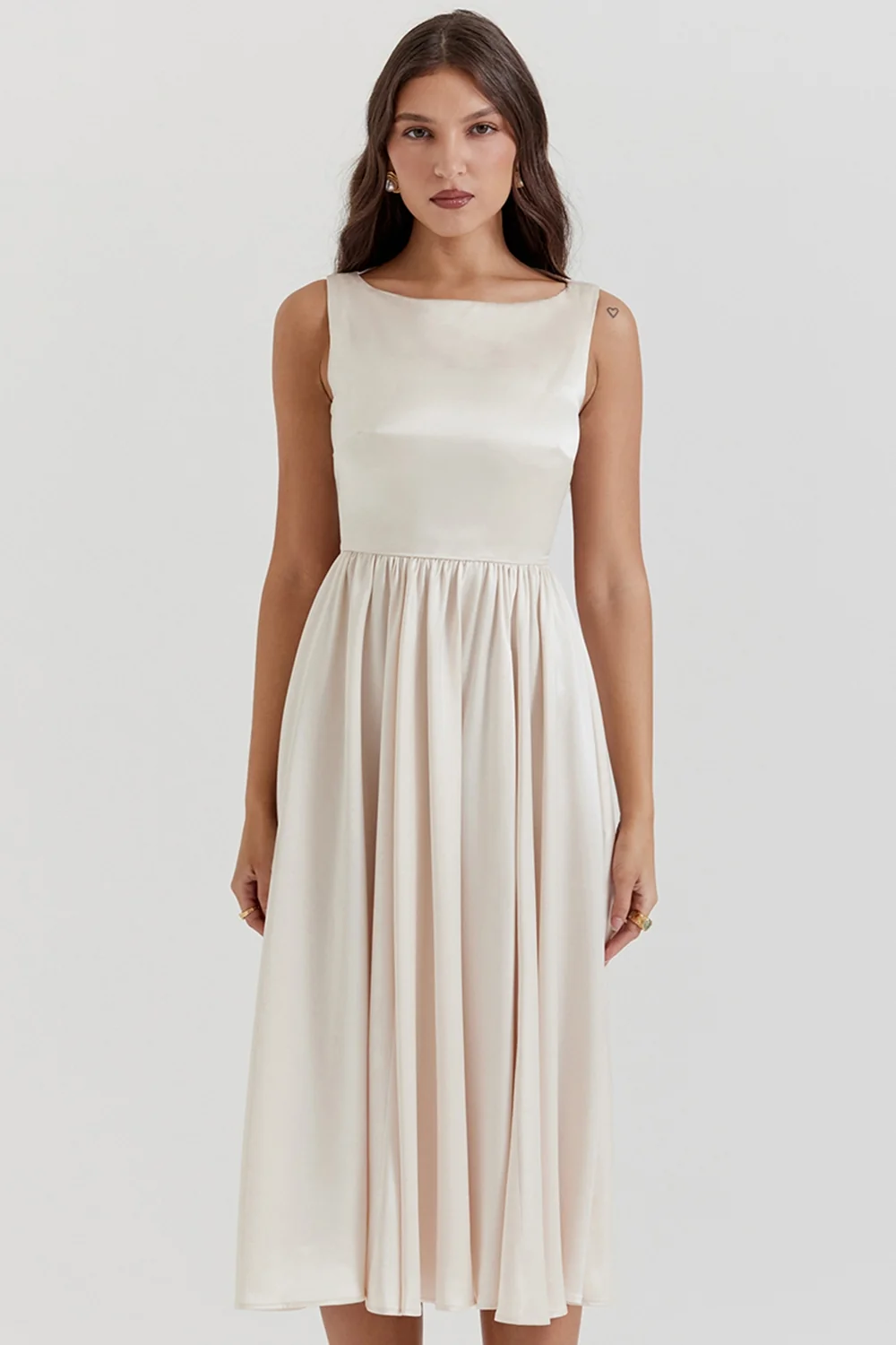 vintage cream midi dress