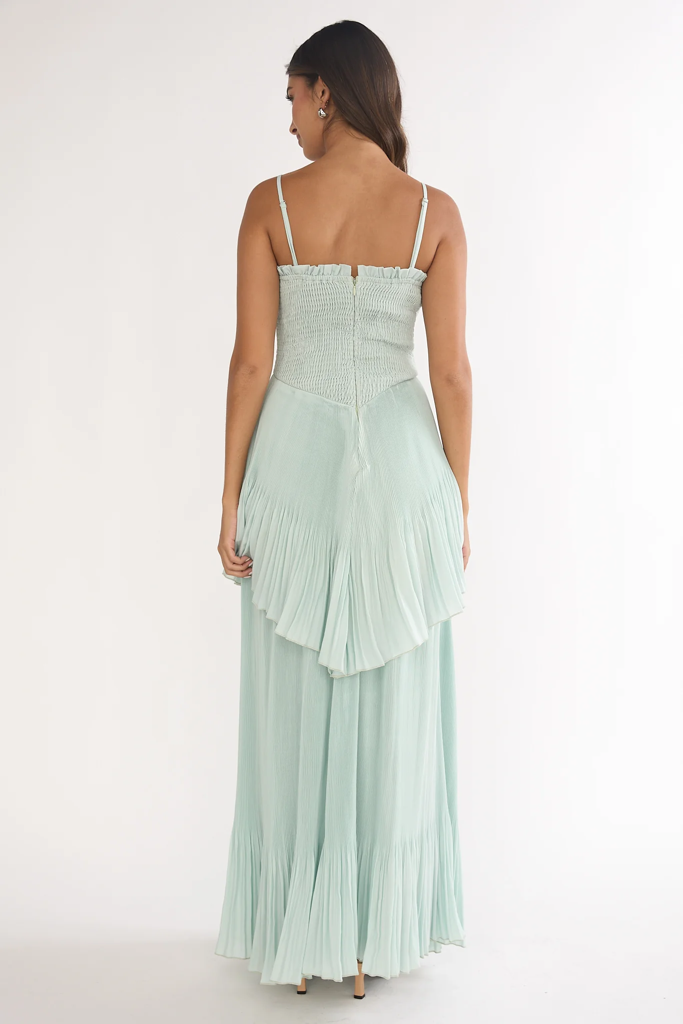 Delin Smocked Layered Maxi Dress Sage - luluinthesky