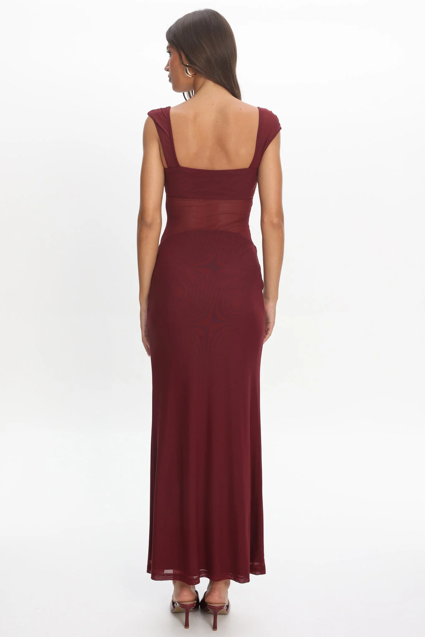 Renella Mesh Waist Maxi Dress Wine