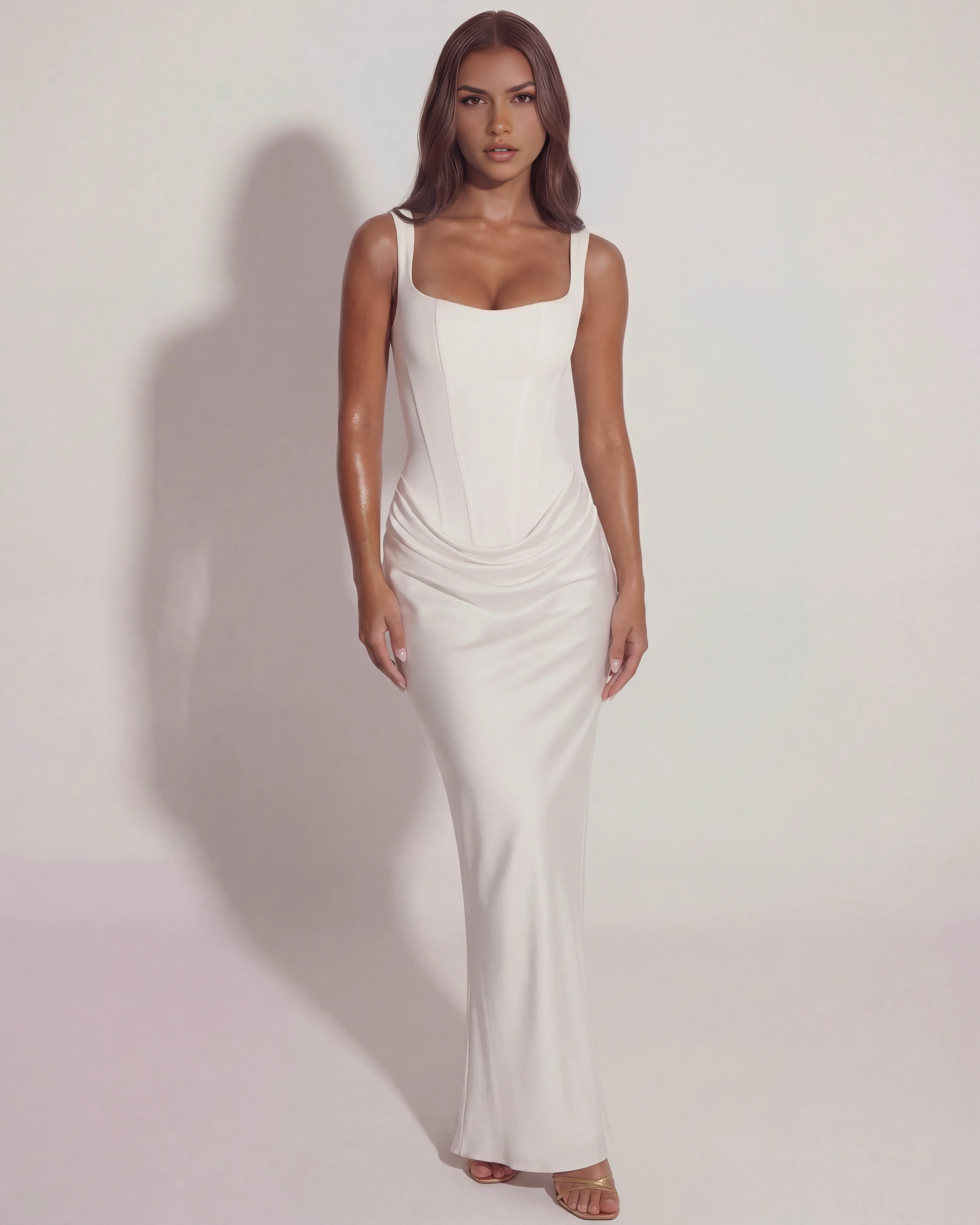 Sculpted Bodycon Maxi Dress with Lace-Up Back