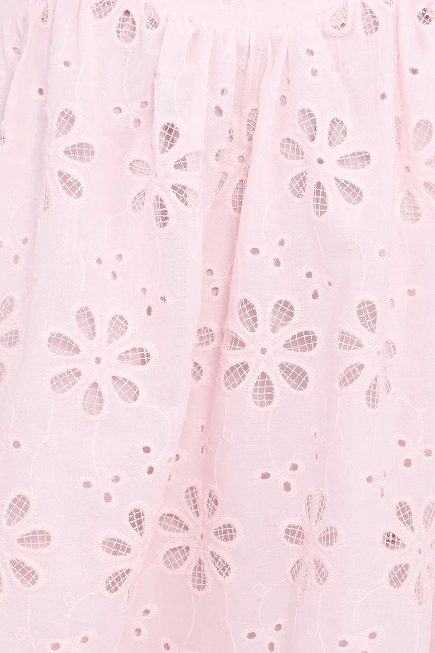 Lynne Mini Dress - Pink Broderie
