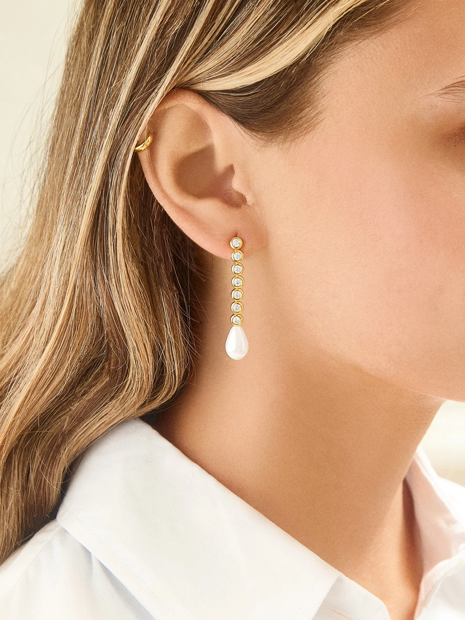 18K Gold Mabel Earrings - Gold/Pavé