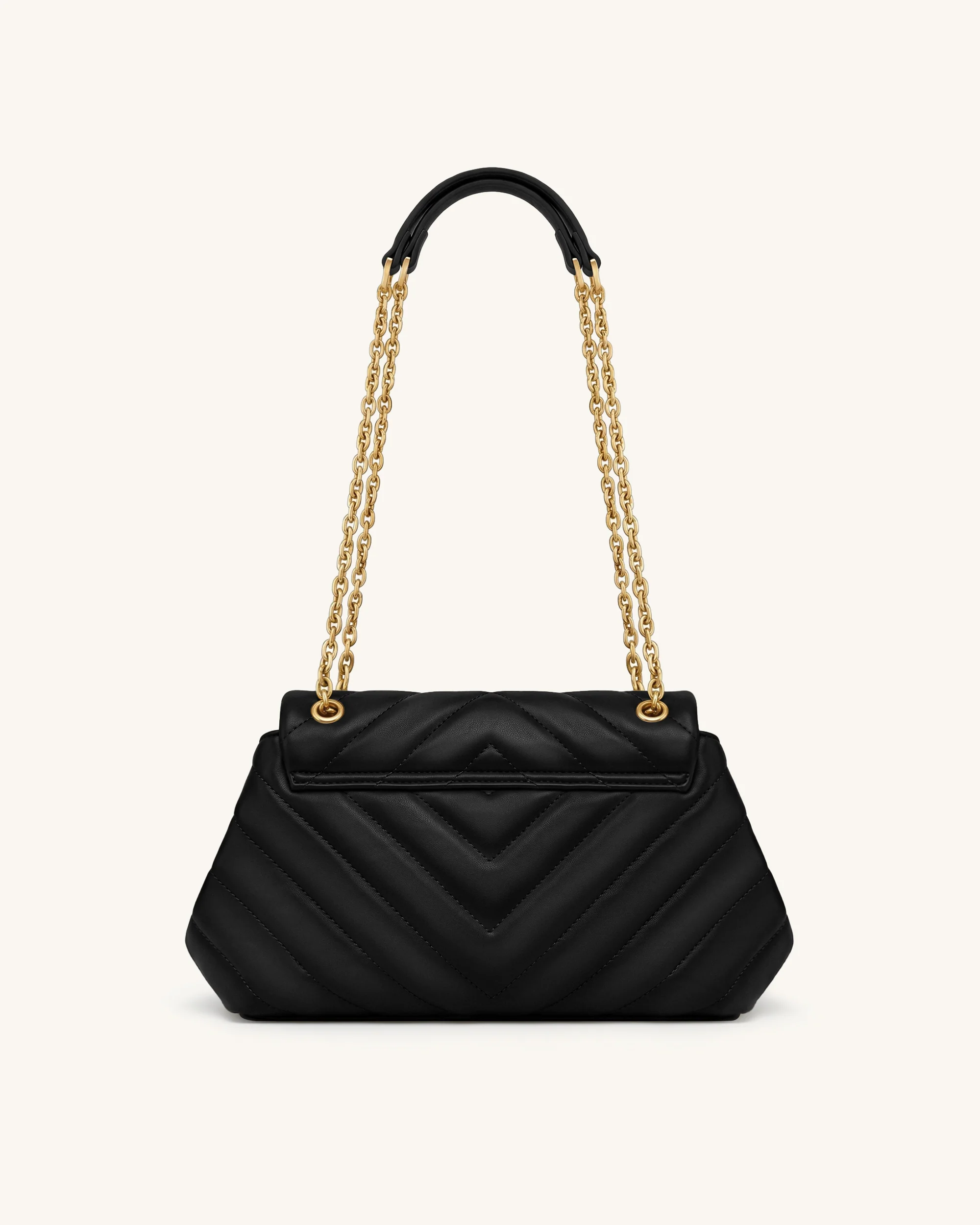 Valerie Quilted Chain Flap Shoulder Bag - Black