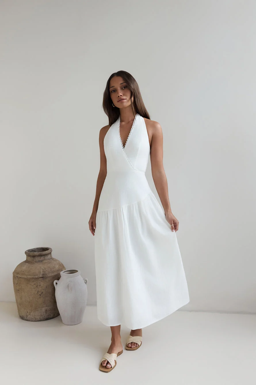 Angelic Song Halter Maxi Dress White