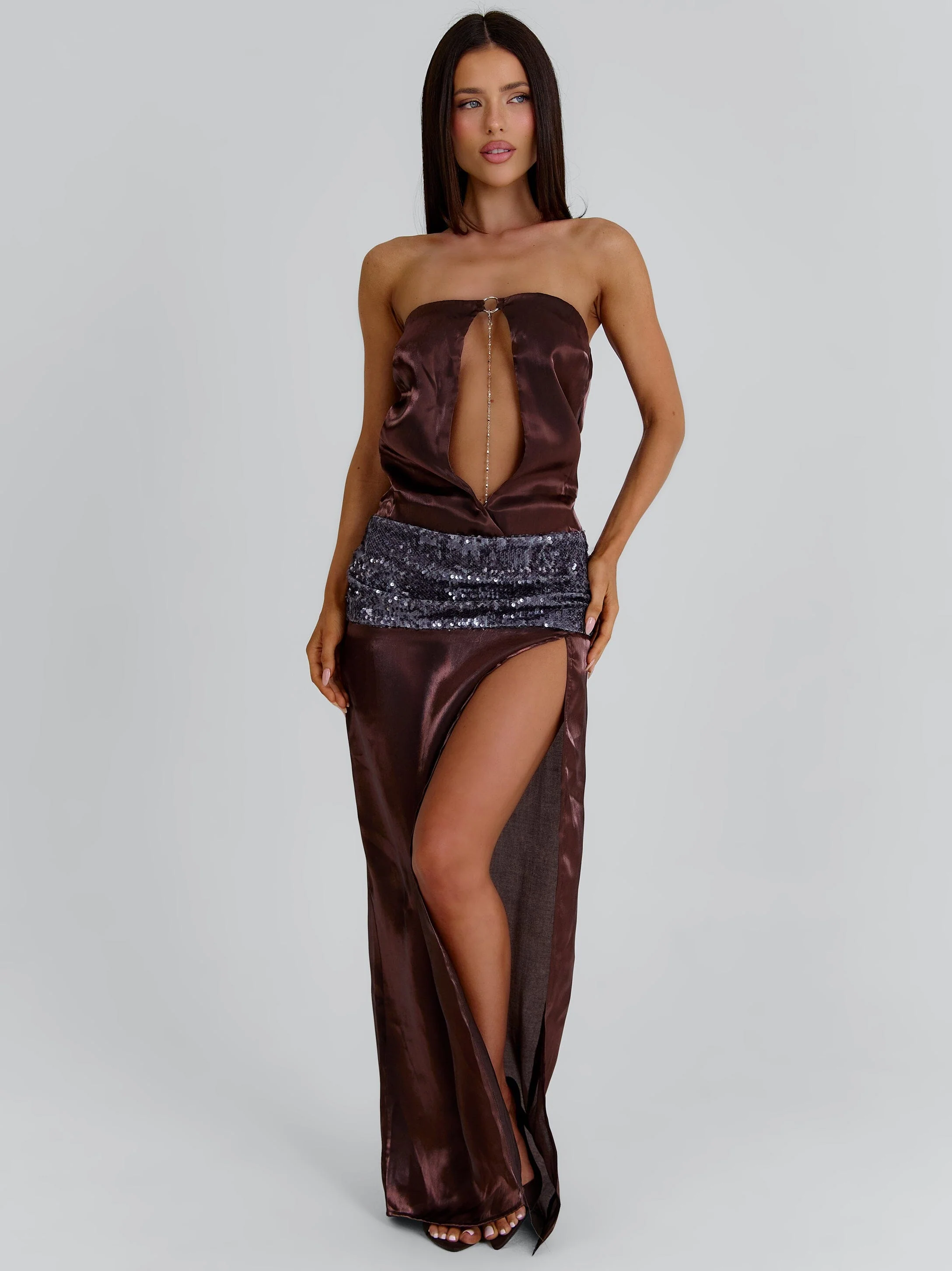 LEZETH MAXI DRESS BROWN
