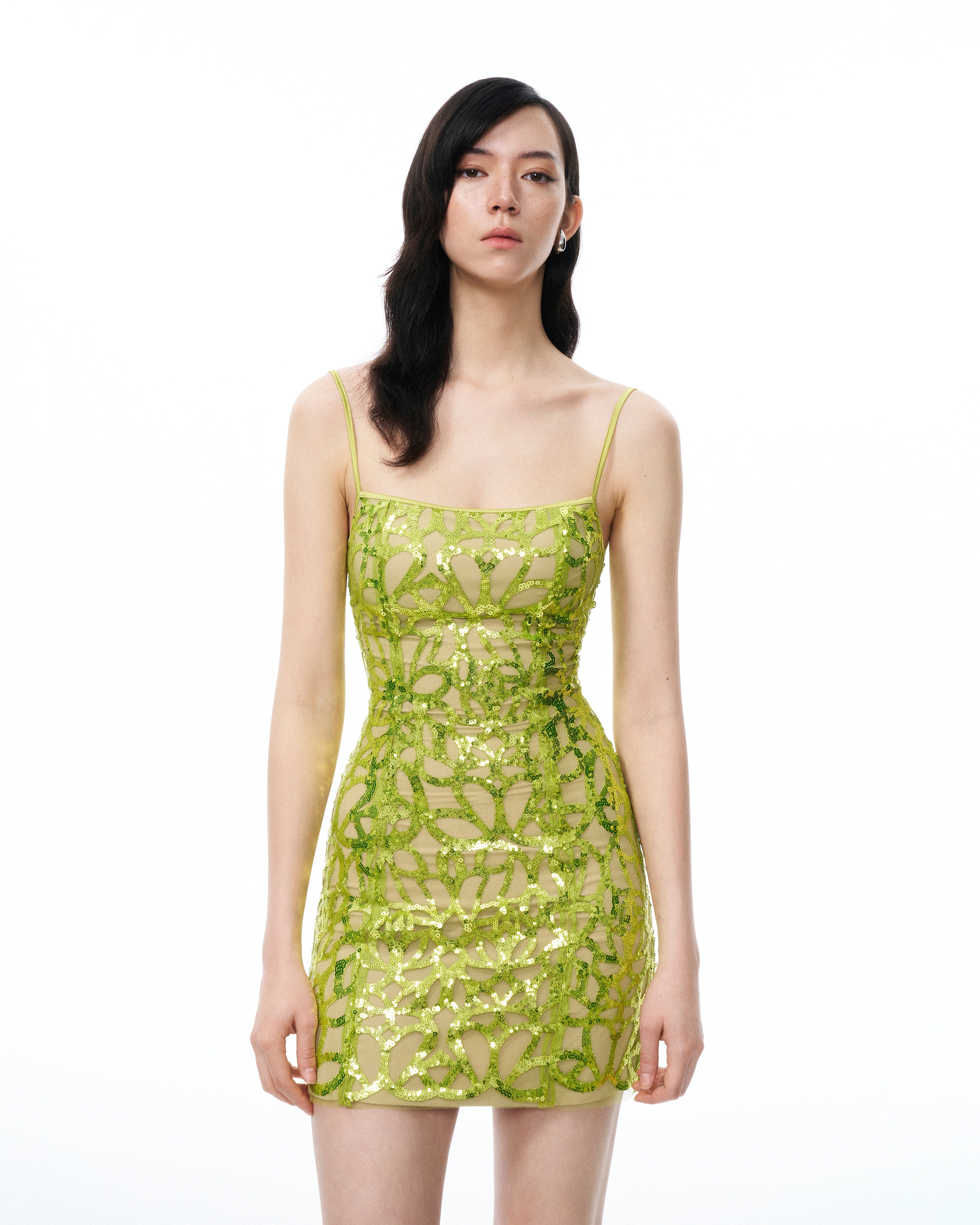 Aurelia Sequin Mini dress - Lime Green - FASHION NOB