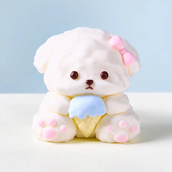 SqueezeSquad Taba Deluxe Premium Silicone Squishies® Fidget Toy - Dog w/ Ice Cream Cone