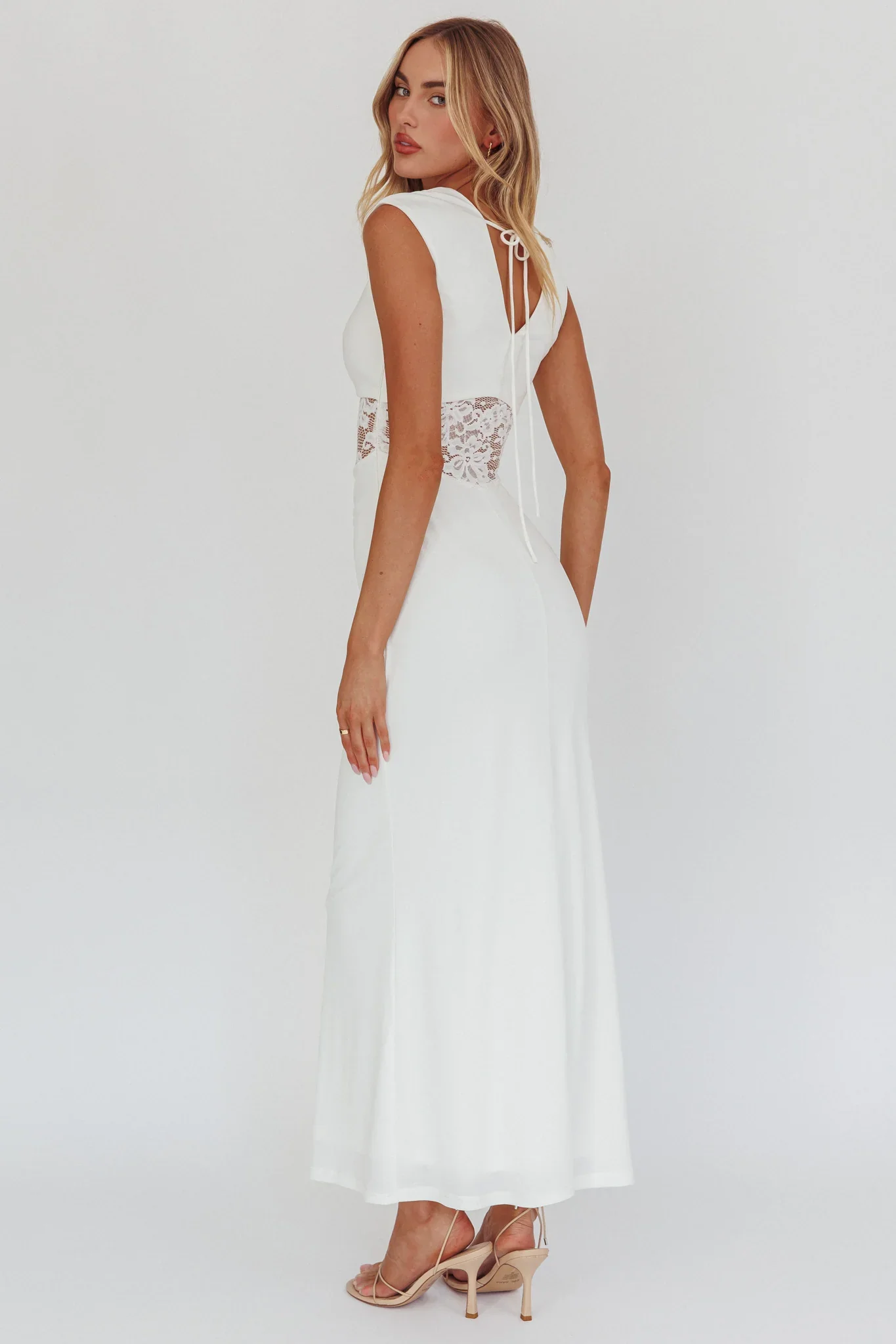 Solara Lace Waist Maxi Dress White