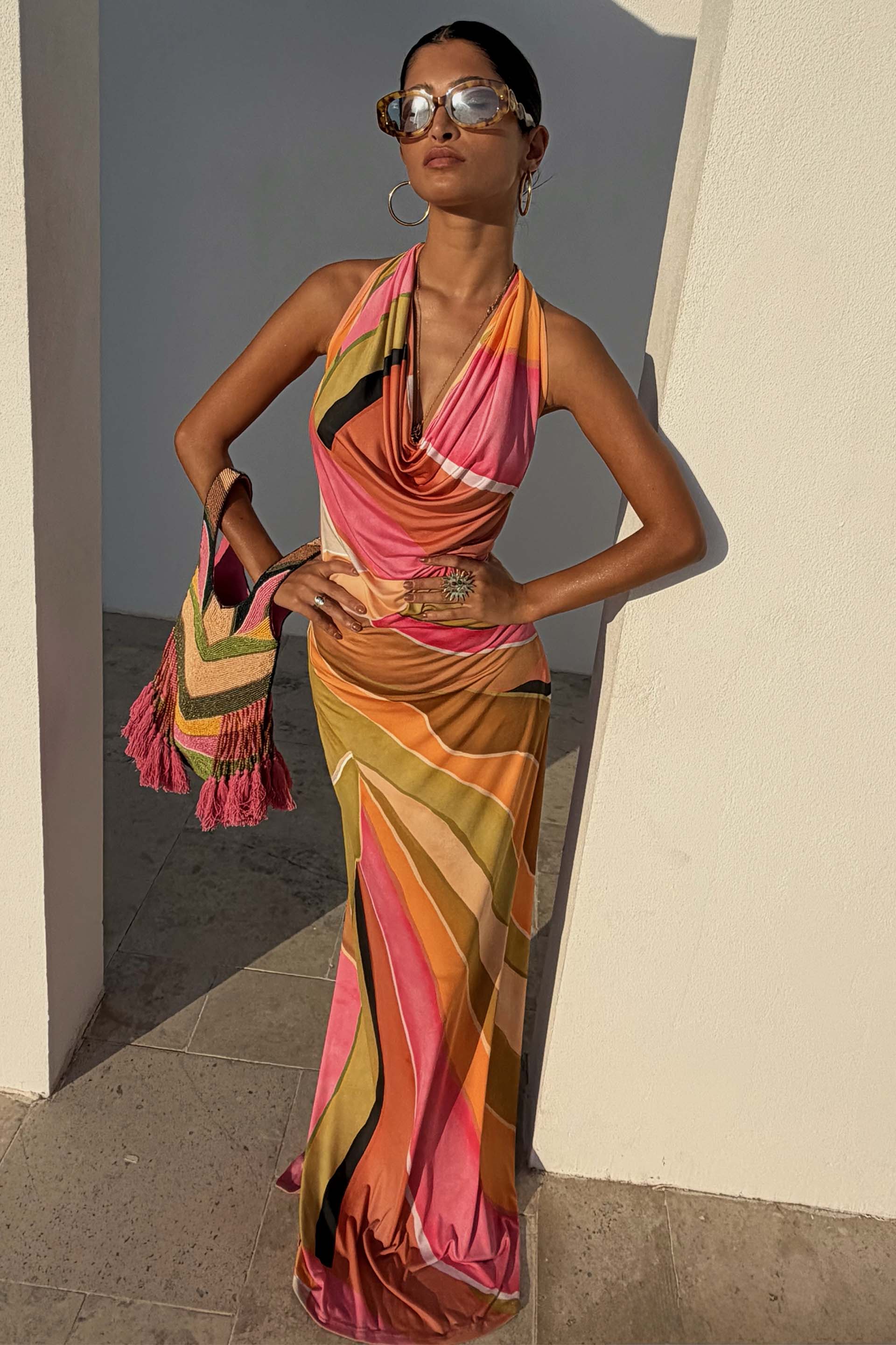 Green Abstract Sabine Dress