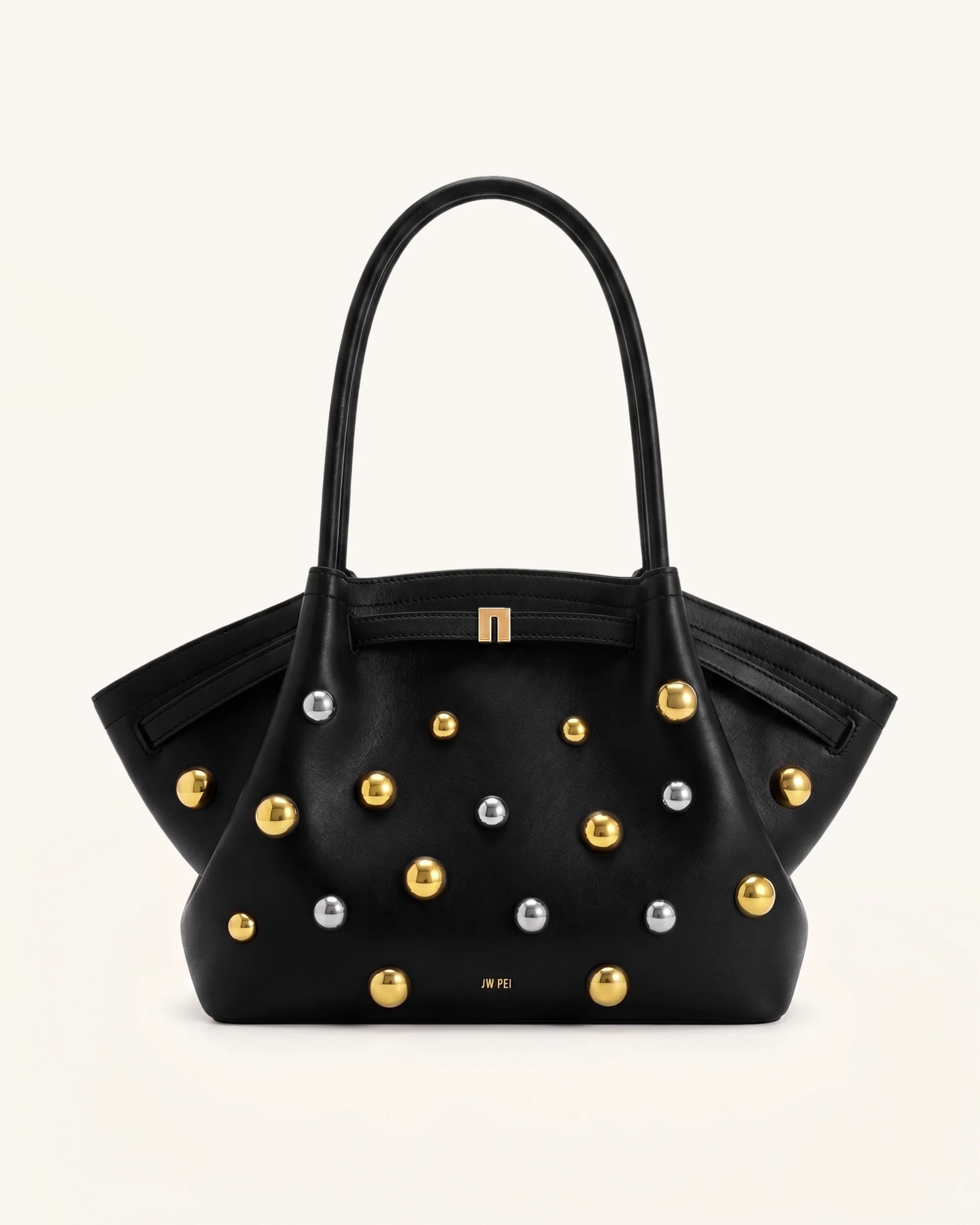 Hana Large Studded Tote Bag - Dark Black