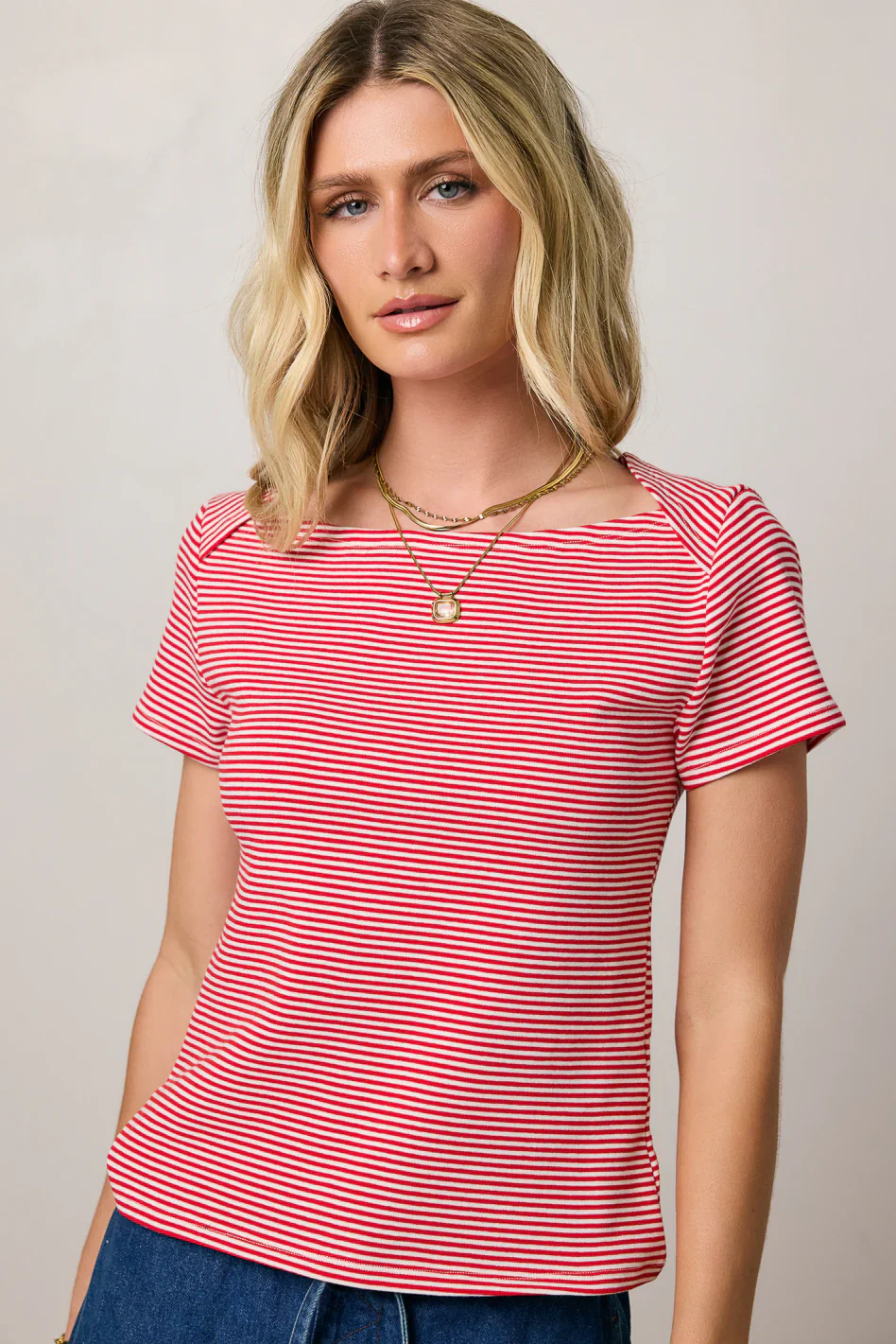 Favor Striped Tee in Red
