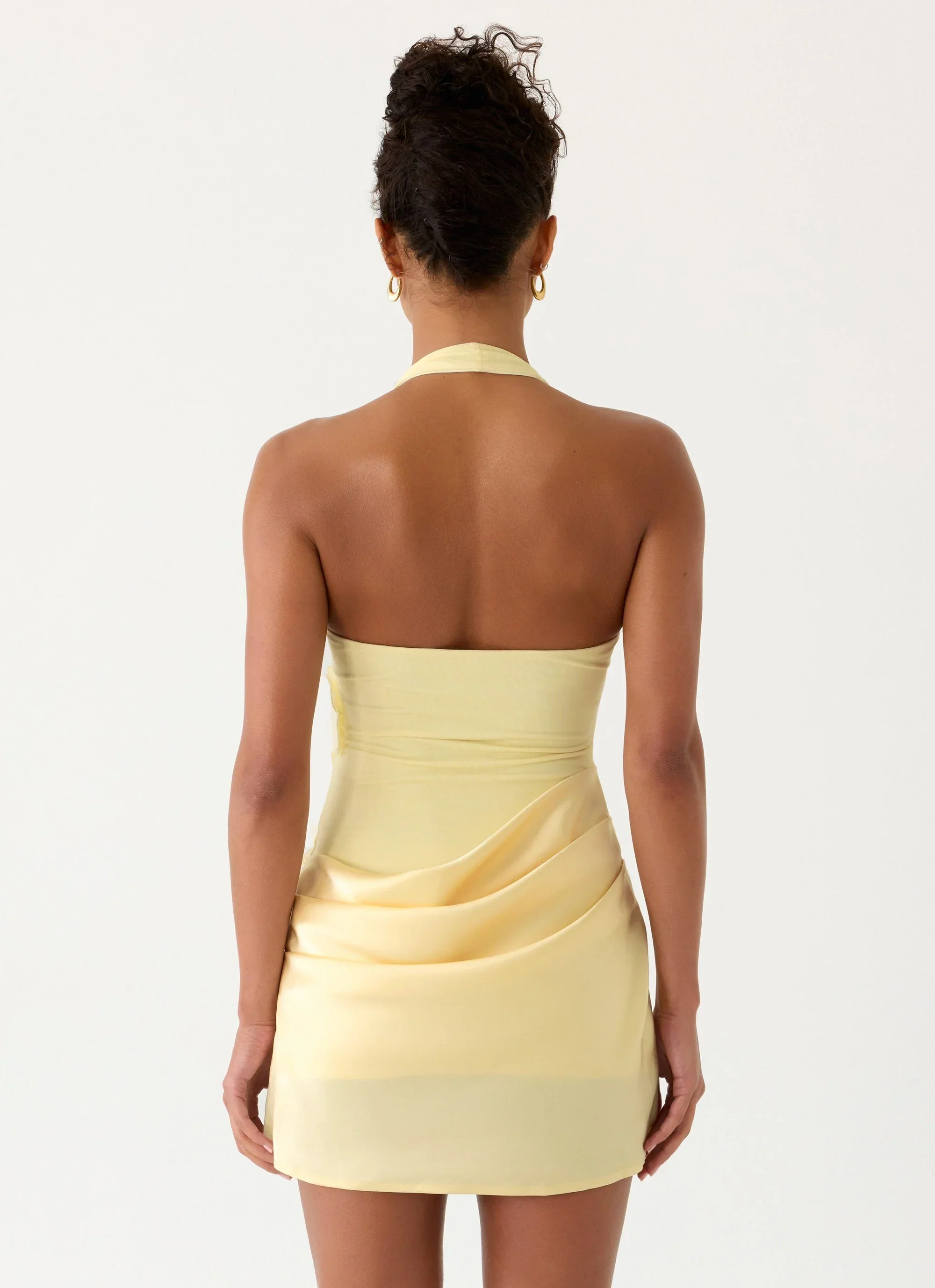 Kimana Halter Mini Dress - Yellow - luluinthesky