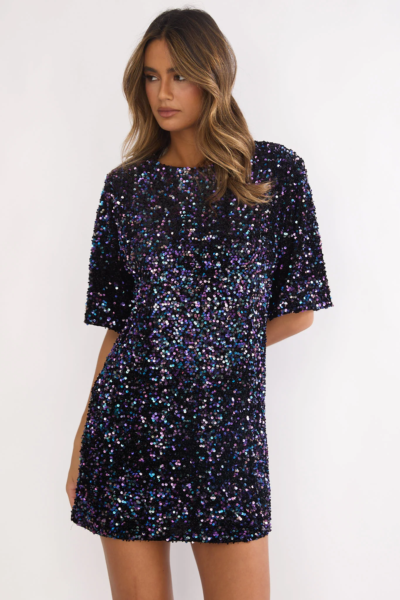 Miramar Backless Sequin Dress Black Multi